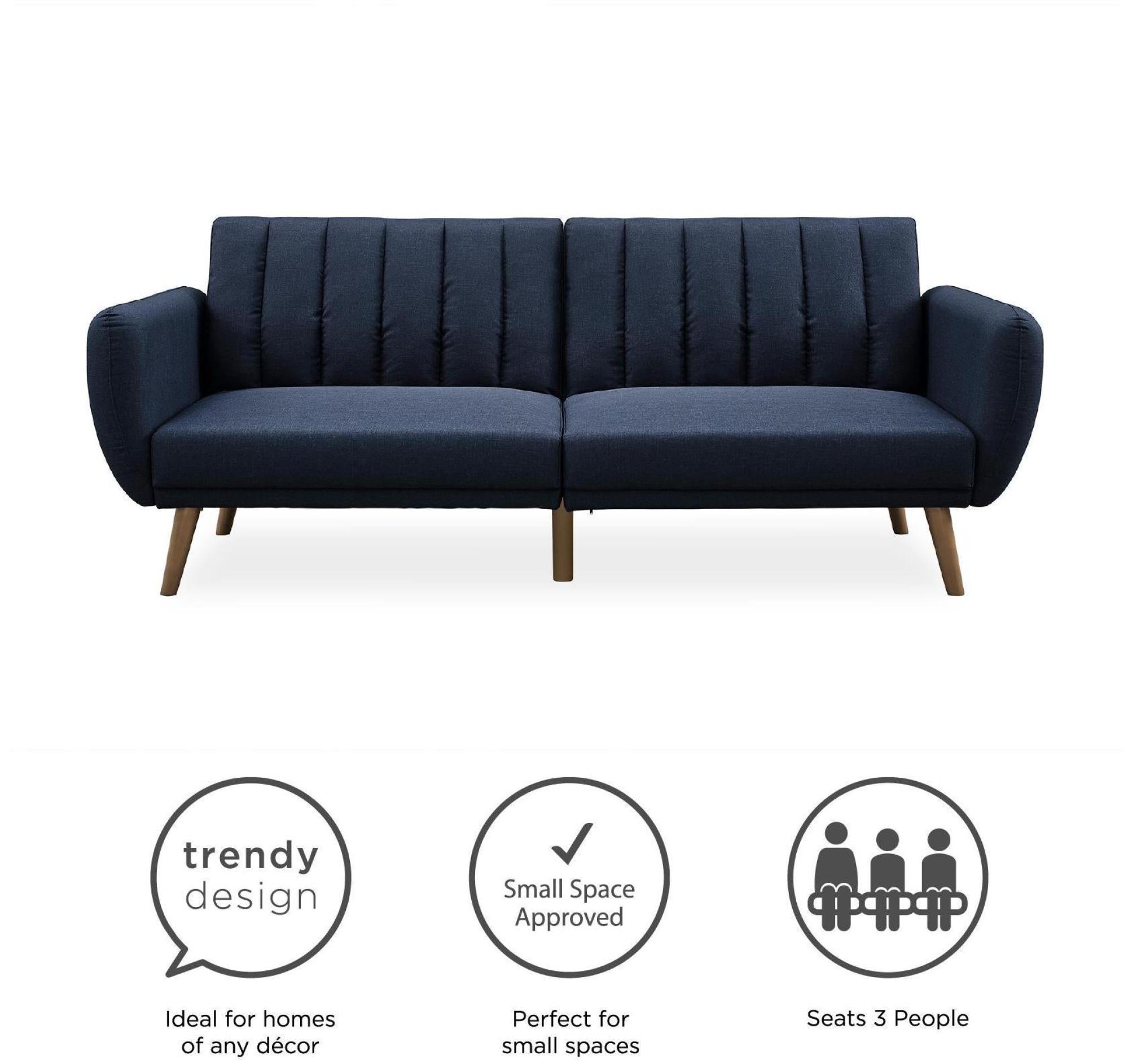 Novogratz Brittany Futon Sofa Bed - Navy Linen - 2115629NUK