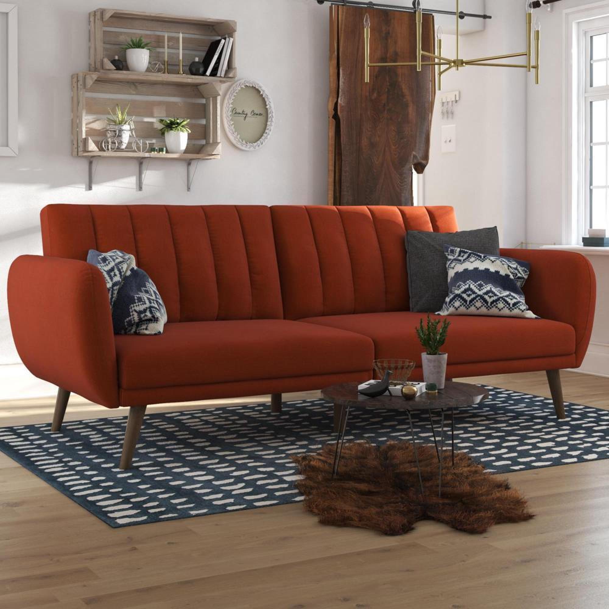 Novogratz Brittany Futon Sofa Bed - Orange Linen - 2115529NUK
