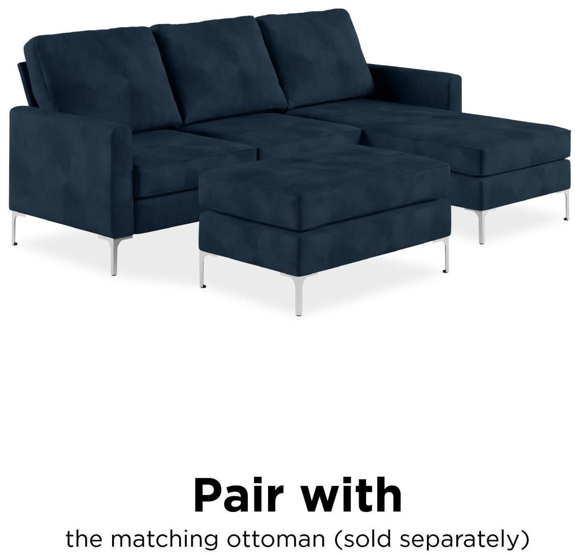 Novogratz Chapman Sectional Sofa - Blue Velvet - DA037SEC-BLUK