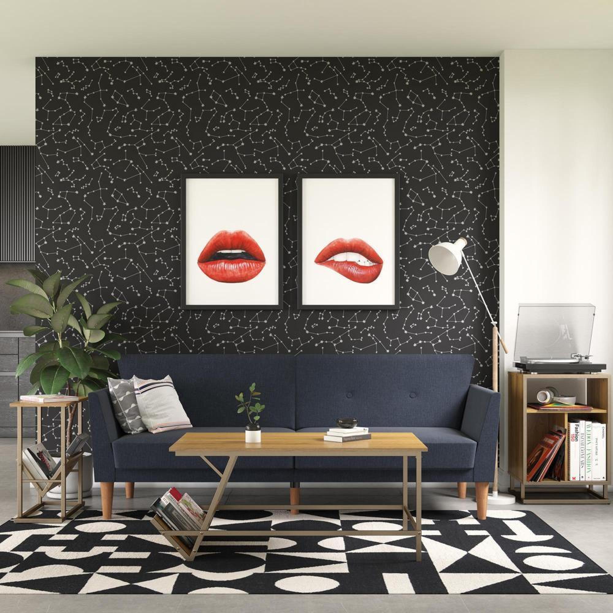 Novogratz Regal Futon Sofa Bed - Blue Linen - 2180629NUK