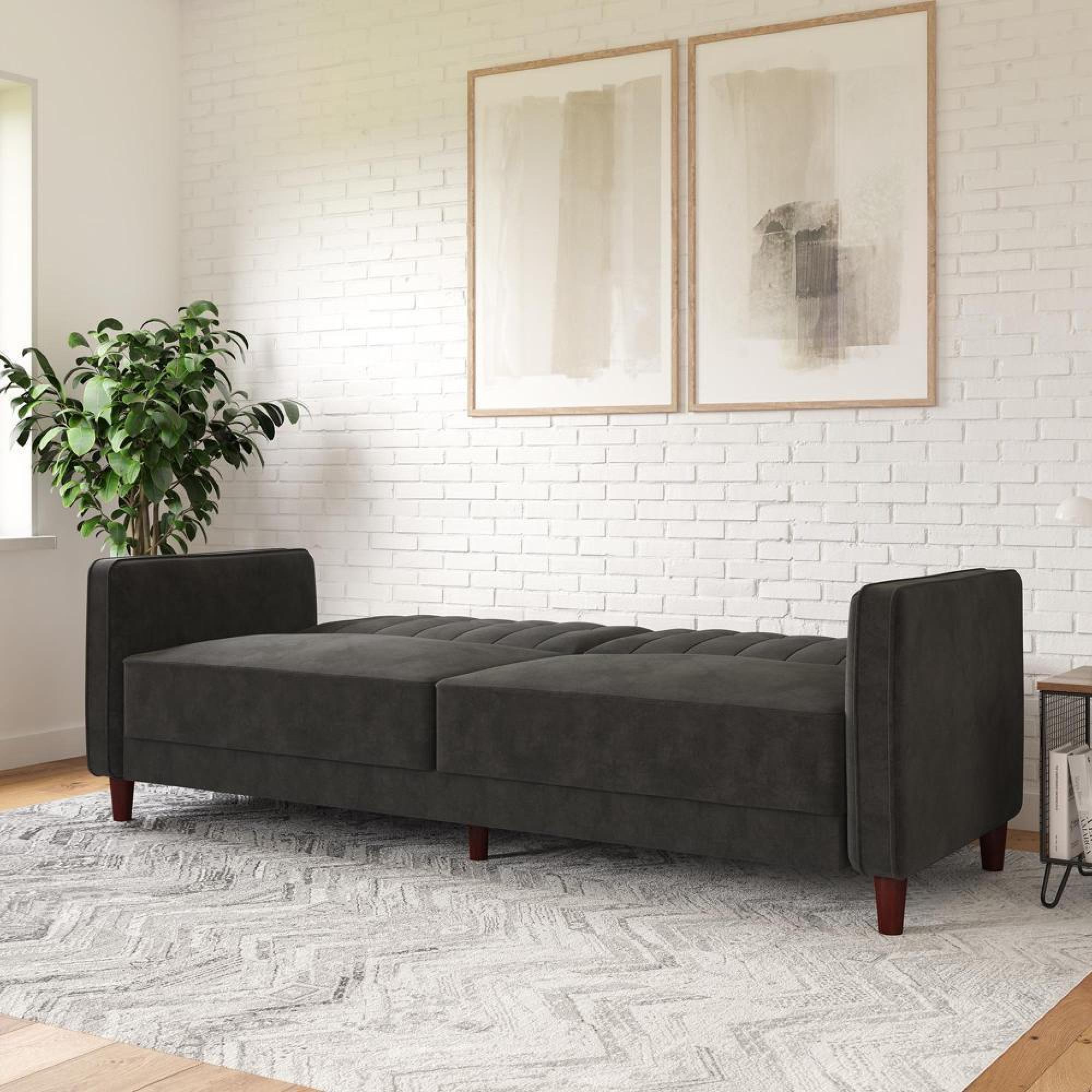 Novogratz Regal Futon Sofa Bed - Grey Linen - 2180429NUK