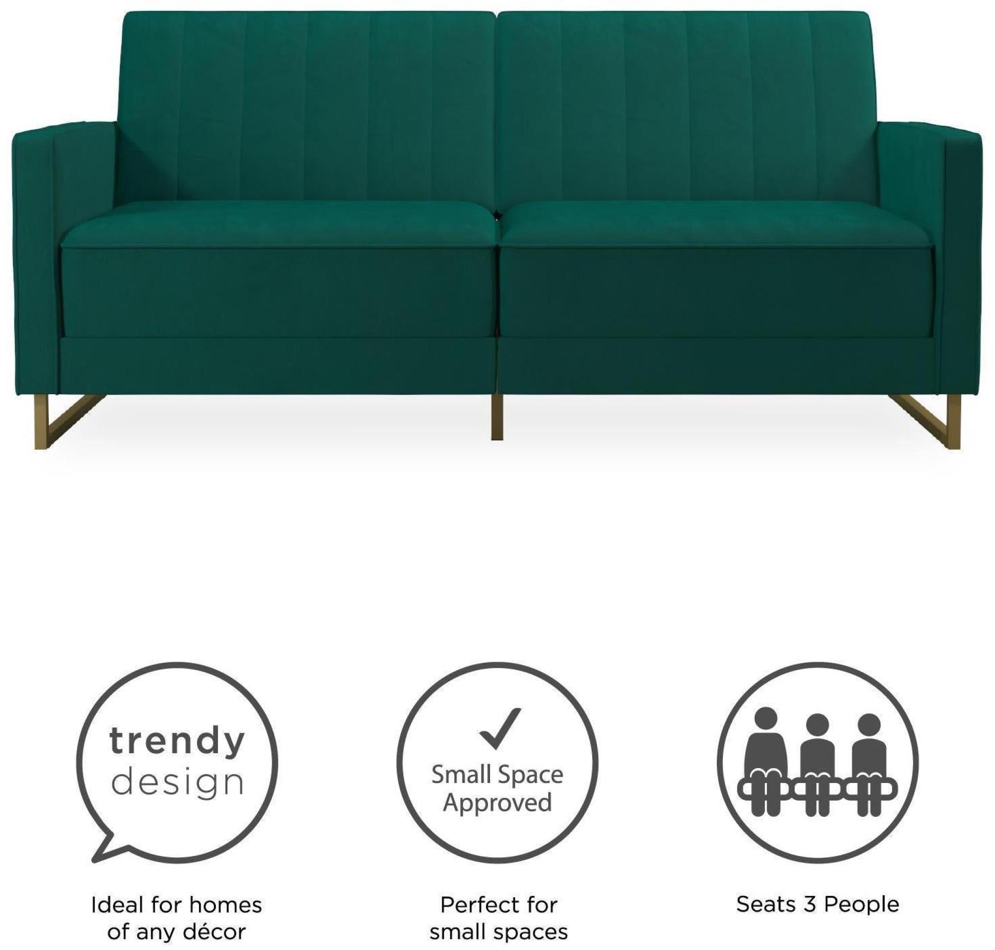 Novogratz Skylar Sofa Bed - Green Velvet - 2358979NUK