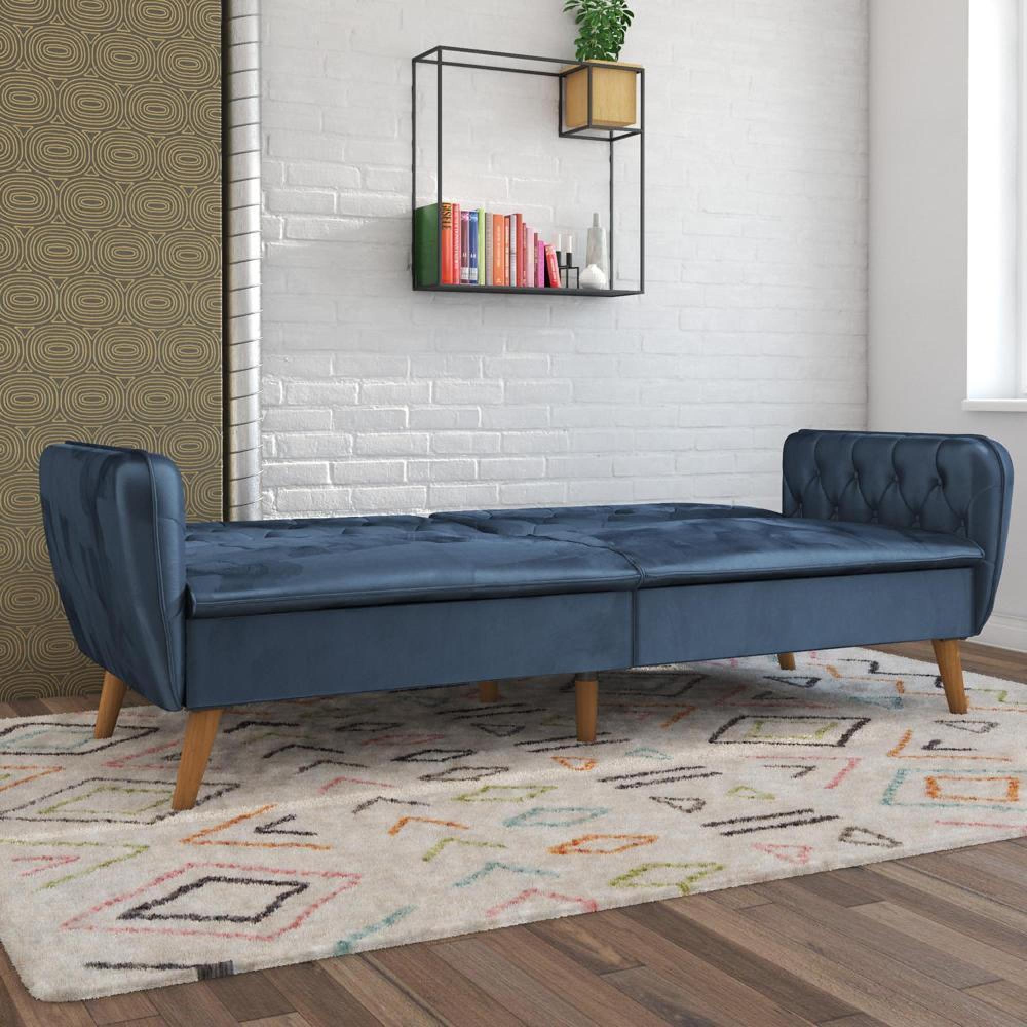 Novogratz Tallulah Futon Sofa Bed - Blue Velvet - 2144679NUK