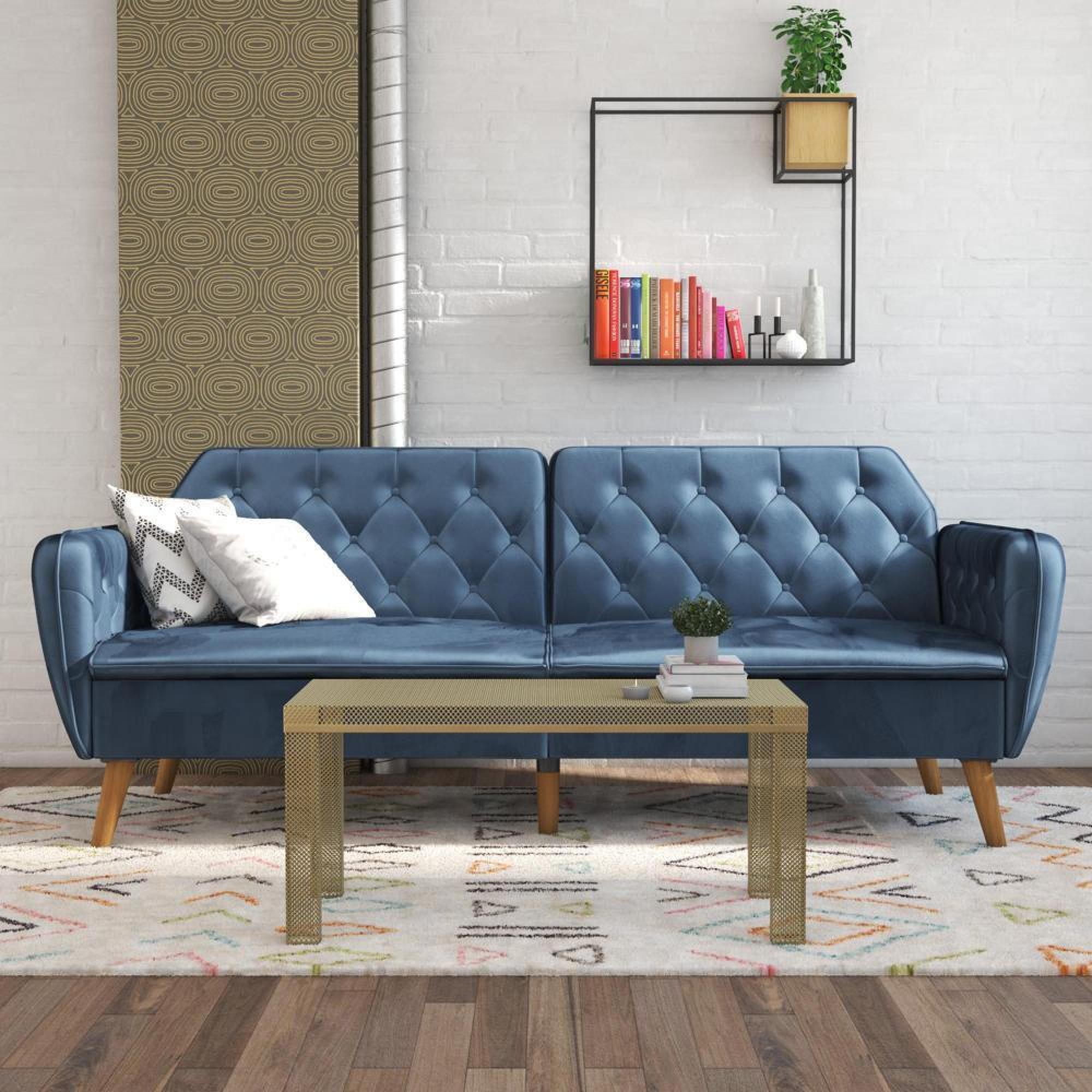 Novogratz Tallulah Futon Sofa Bed - Blue Velvet - 2144679NUK