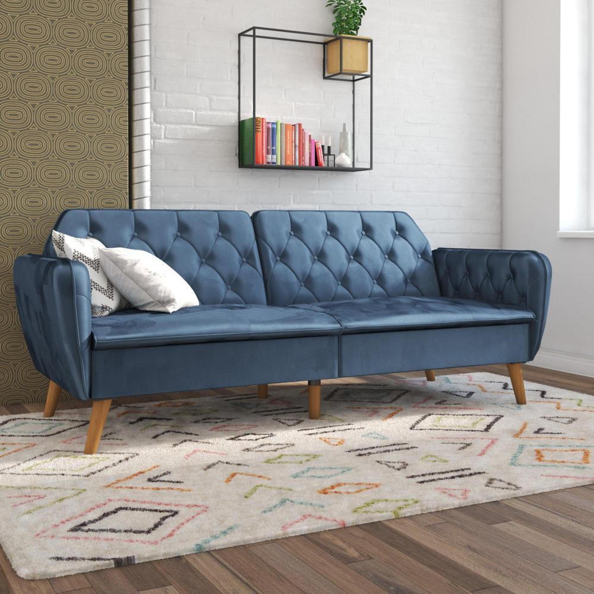 Novogratz Tallulah Futon Sofa Bed - Blue Velvet - 2144679NUK