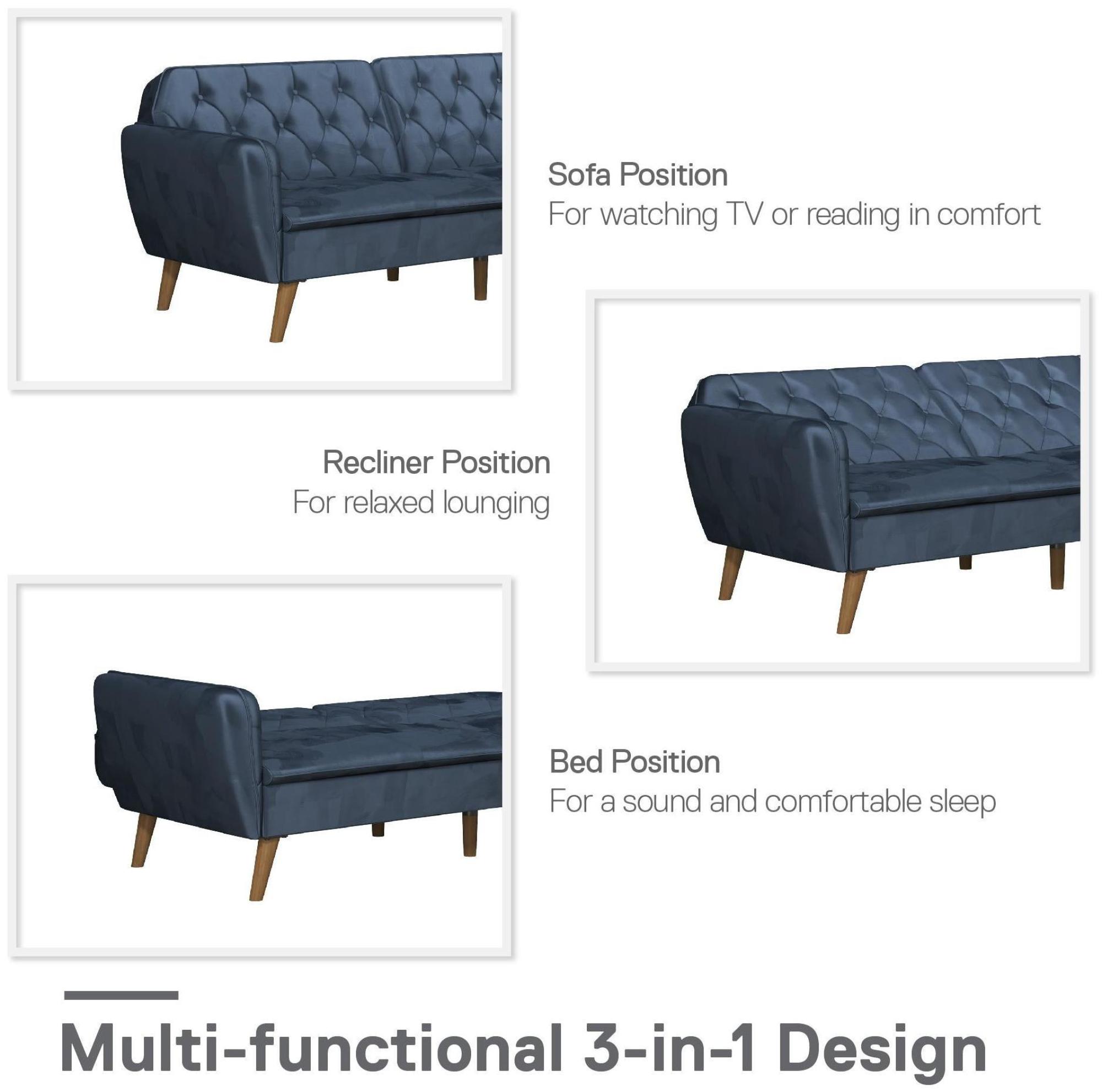 Novogratz Tallulah Futon Sofa Bed - Blue Velvet - 2144679NUK