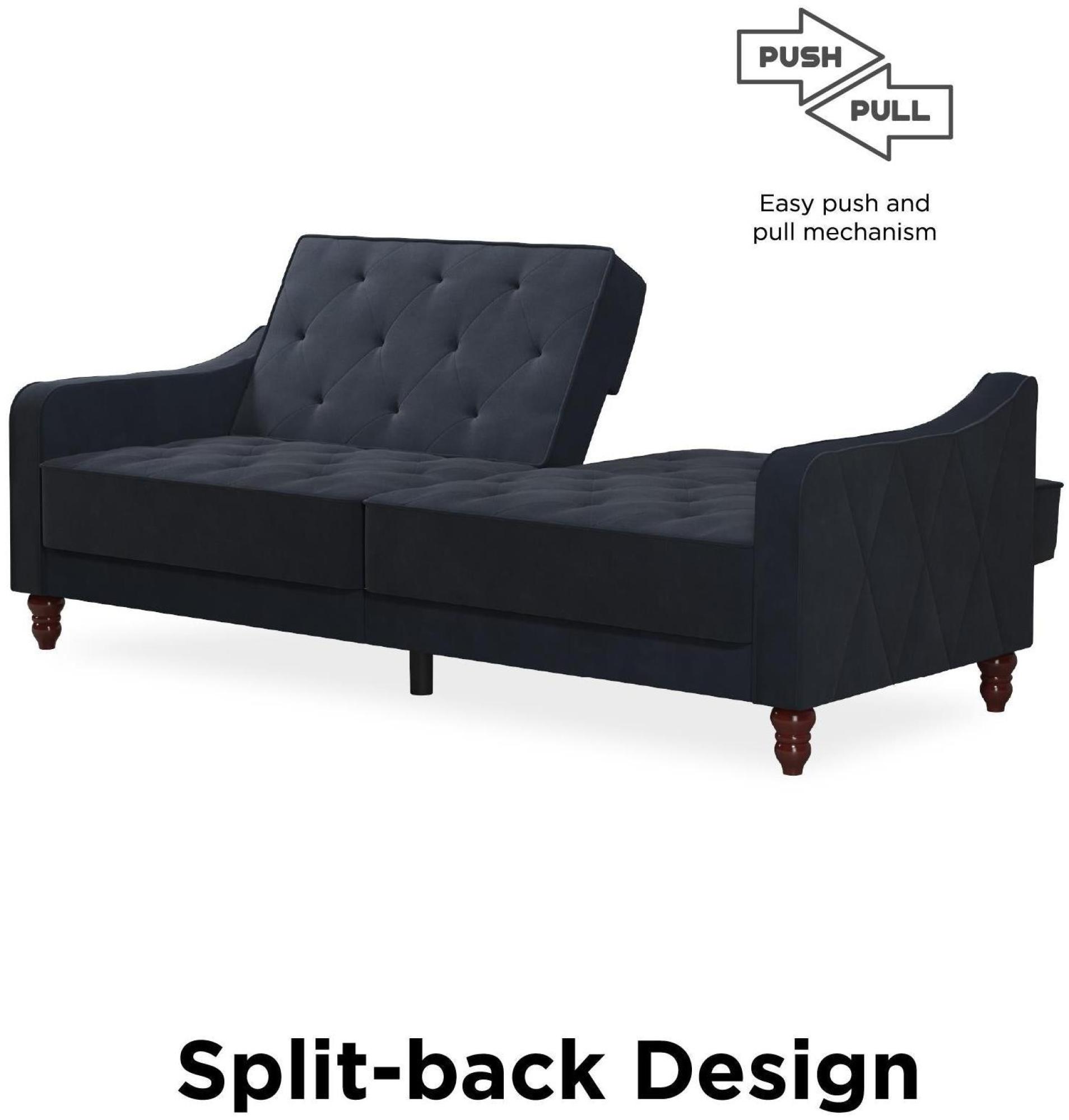 Novogratz Vintage Tufted Futon Sofa Bed - Blue Velvet - 2238679NUK