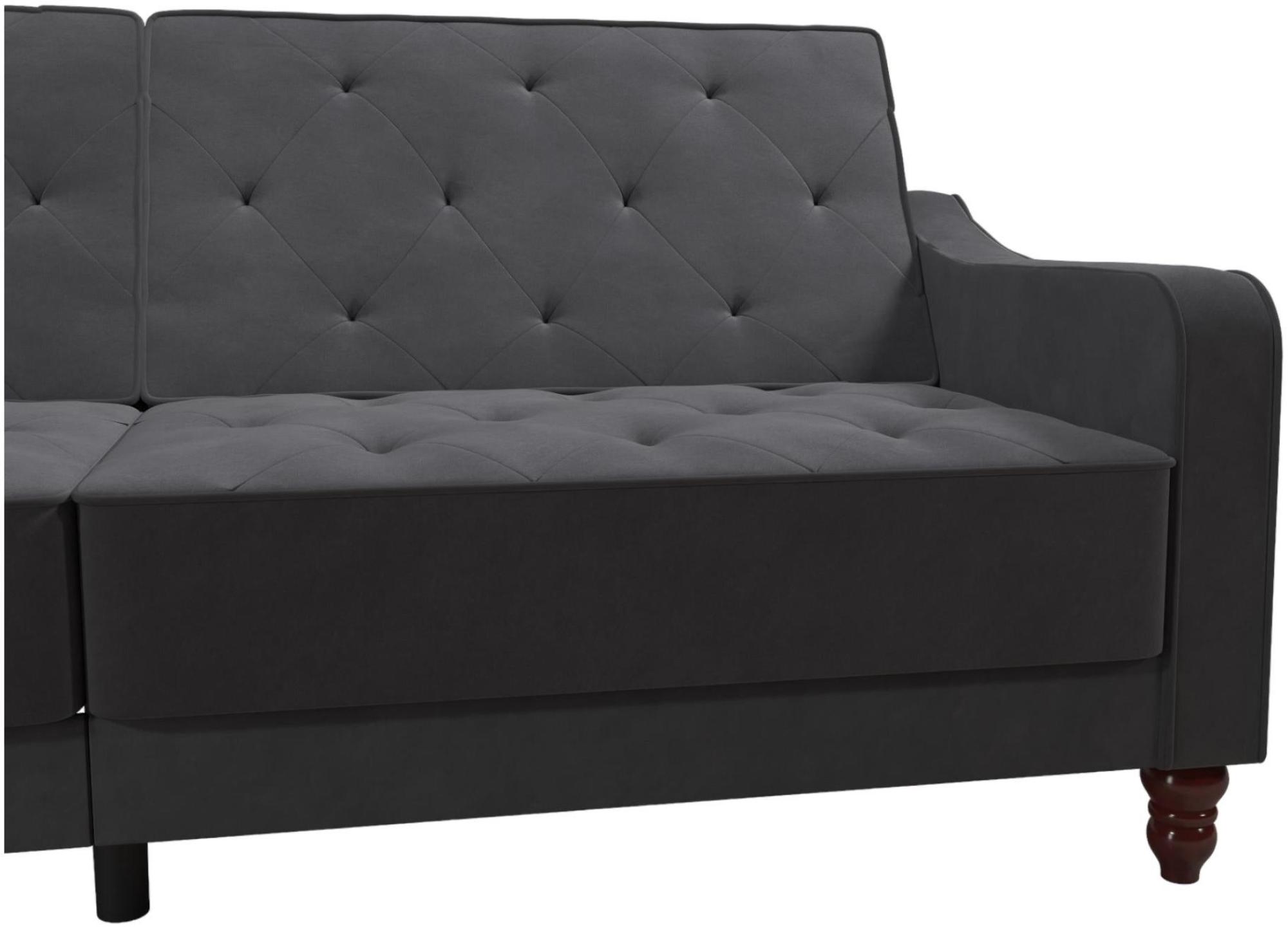 Novogratz Vintage Tufted Futon Sofa Bed - Grey Velvet - 2238479NUK