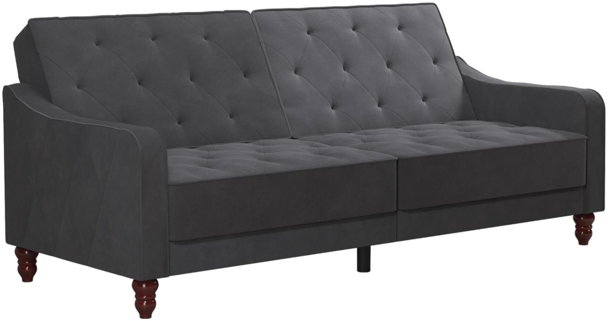 Novogratz Vintage Tufted Futon Sofa Bed - Grey Velvet - 2238479NUK