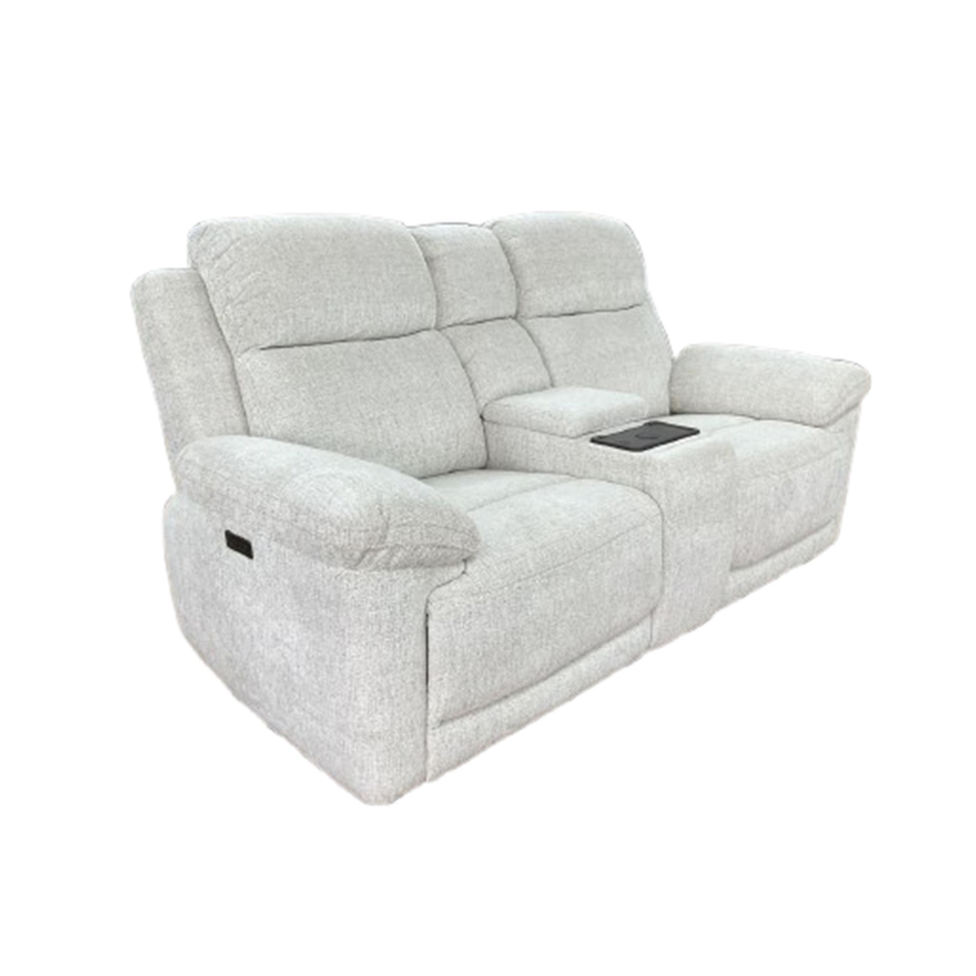 Owen Electric Recliner Sofa - Cream Fabric - 2 Seater - Console