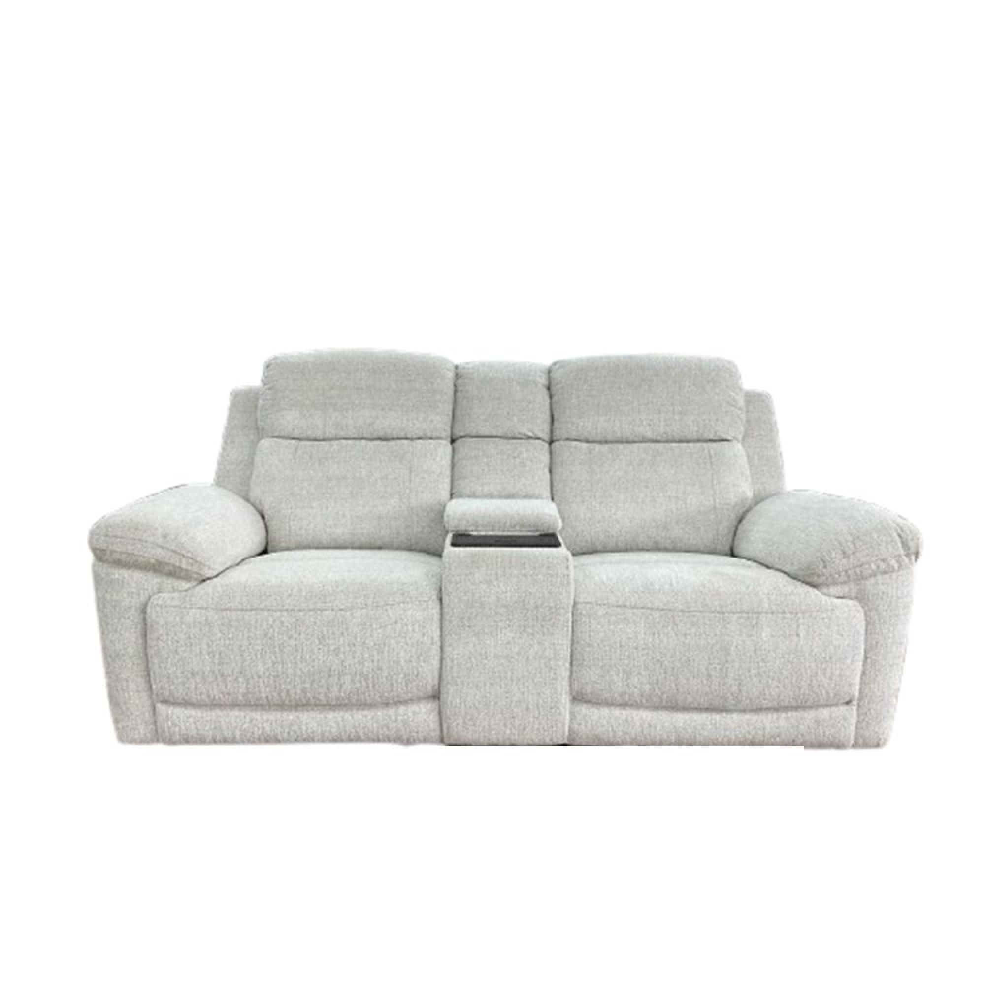 Owen Electric Recliner Sofa - Cream Fabric - 2 Seater - Console
