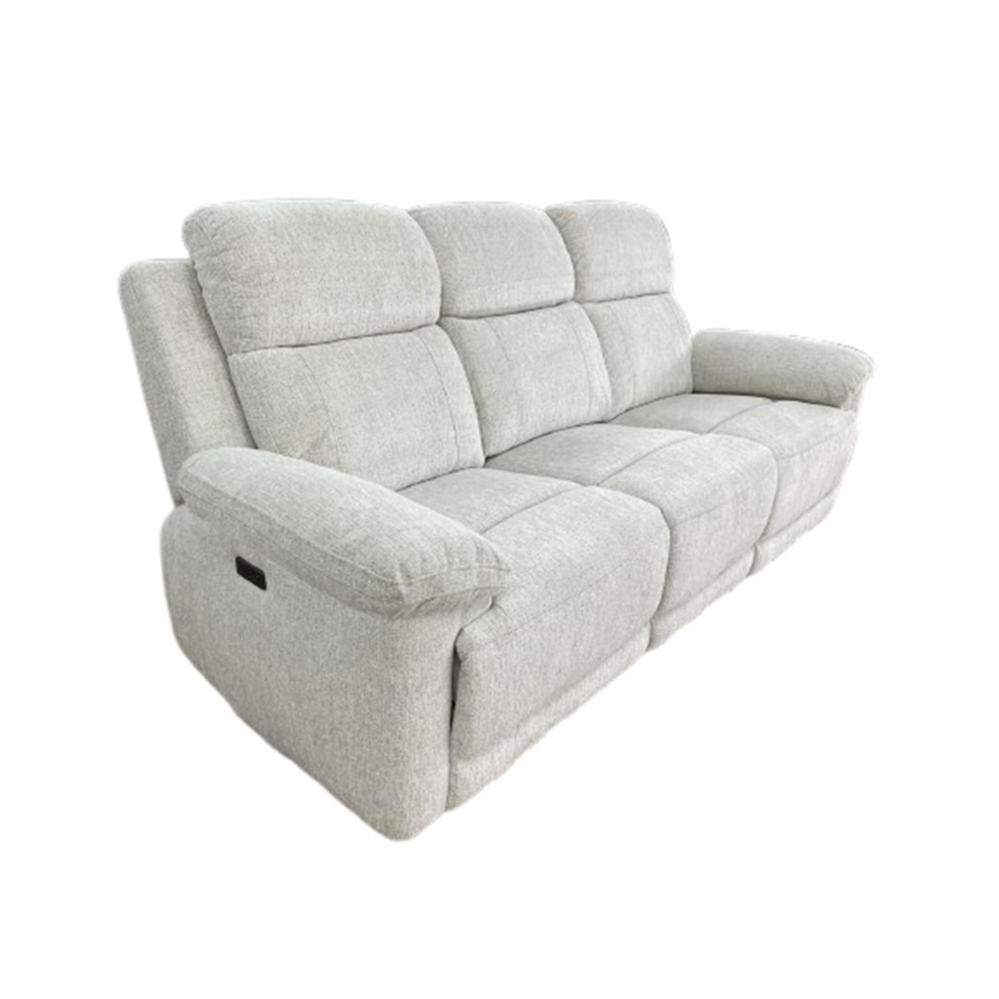 Owen Electric Recliner Sofa - Cream Fabric - 3 Seater