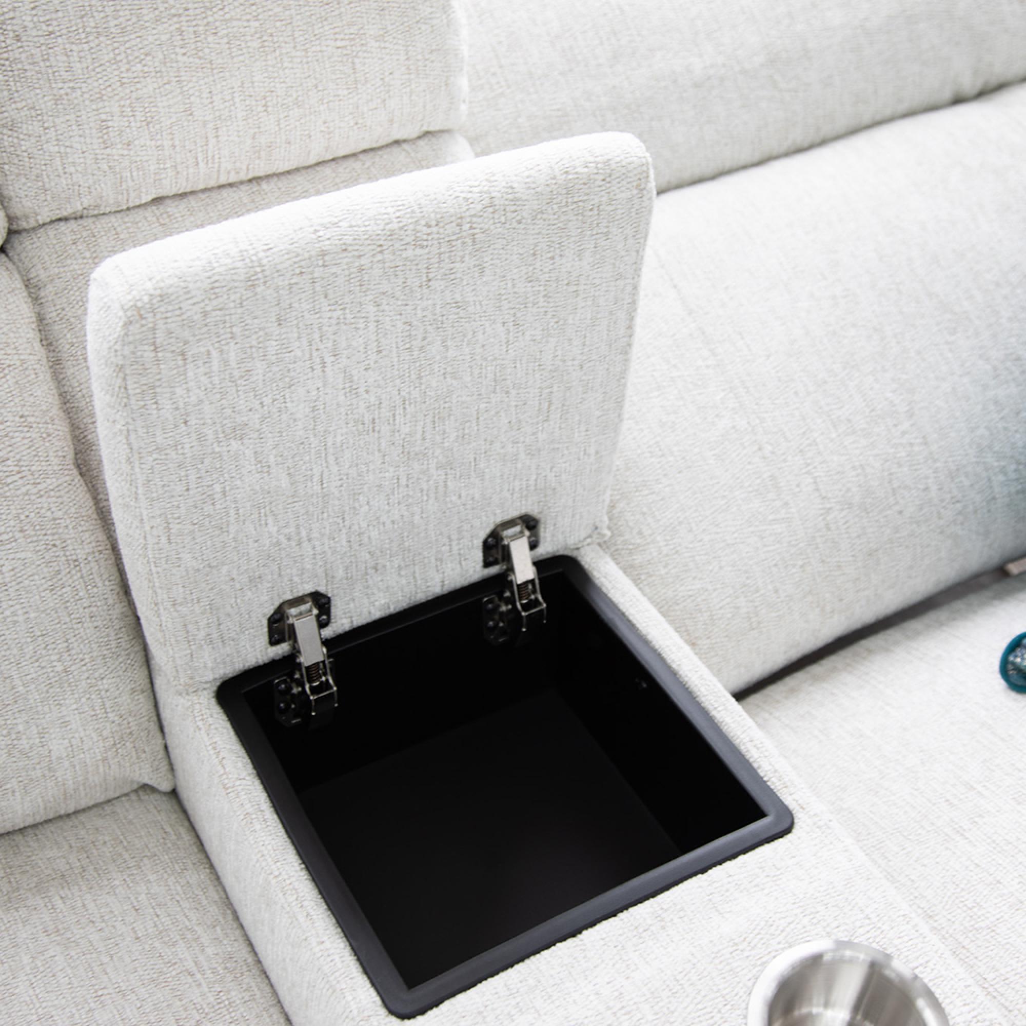 Owen Electric Recliner Corner Sofa - Cream Fabric - Console