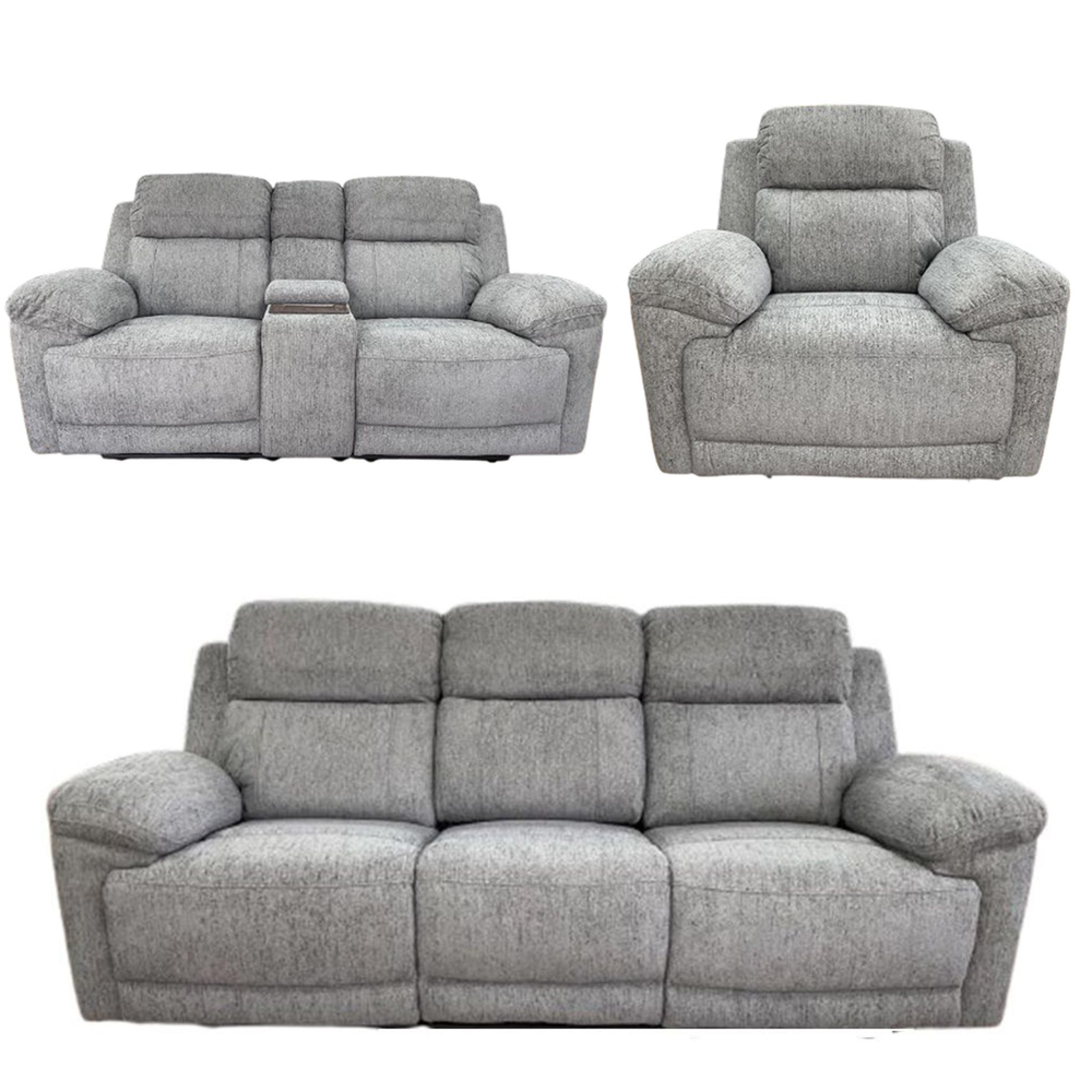 Owen Electric Recliner Sofa Set - Grey Fabric - 3+2+1 Seater