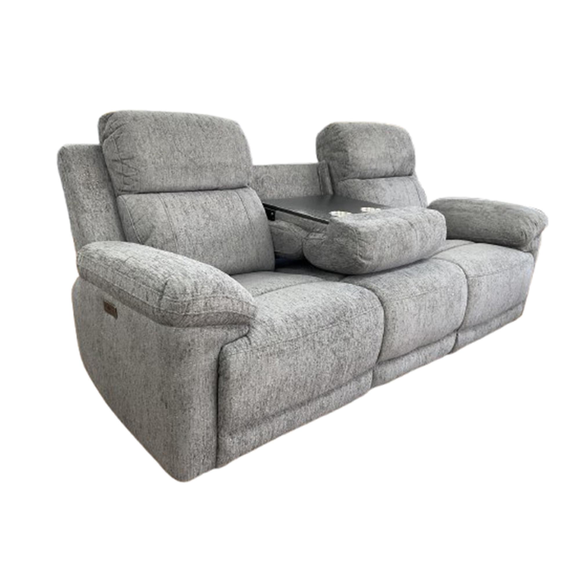 Owen Electric Recliner Sofa - Grey Fabric - 3 Seater