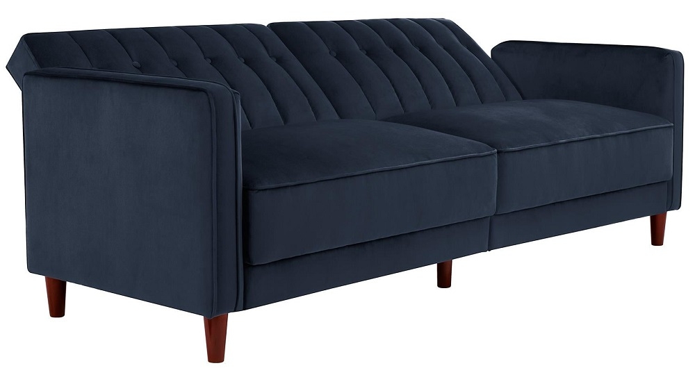 Pin Tufted Futon Sofa Bed - 2 Seater - Velvet Fabric - 2164659UK