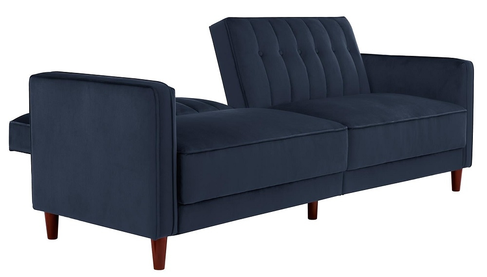 Pin Tufted Futon Sofa Bed - 2 Seater - Velvet Fabric - 2164659UK