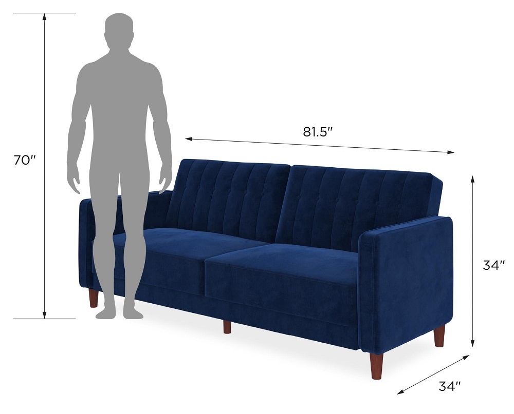 Pin Tufted Futon Sofa Bed - 2 Seater - Velvet Fabric - 2164659UK