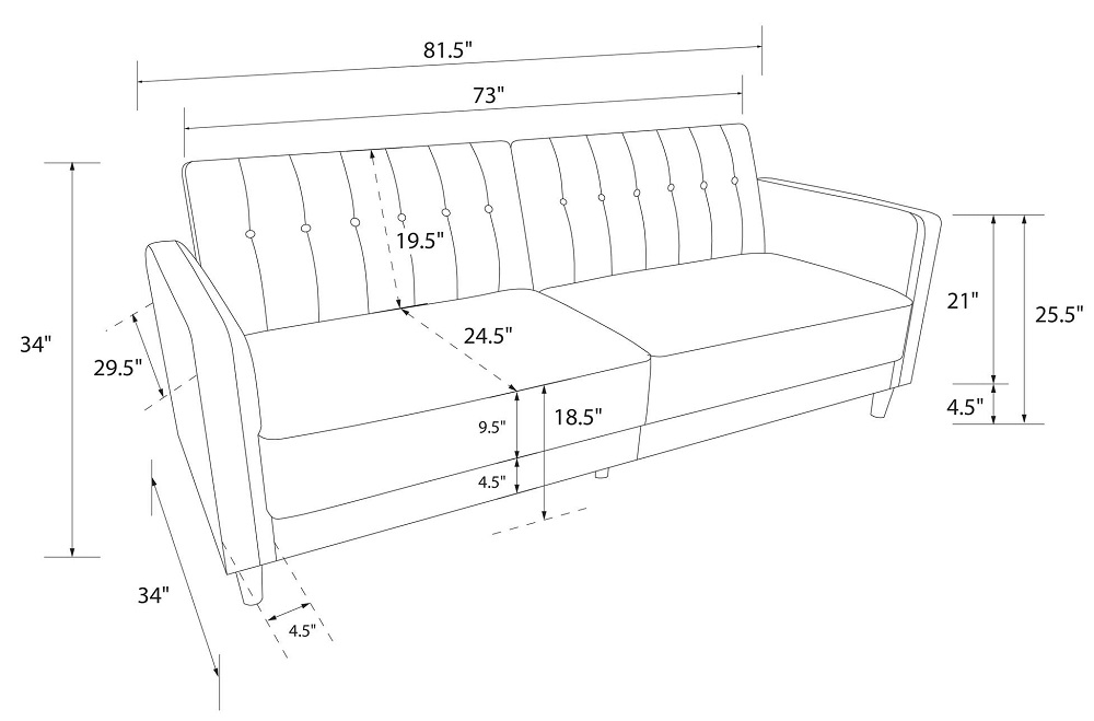 Pin Tufted Futon Sofa Bed - 2 Seater - Velvet Fabric - 2164659UK