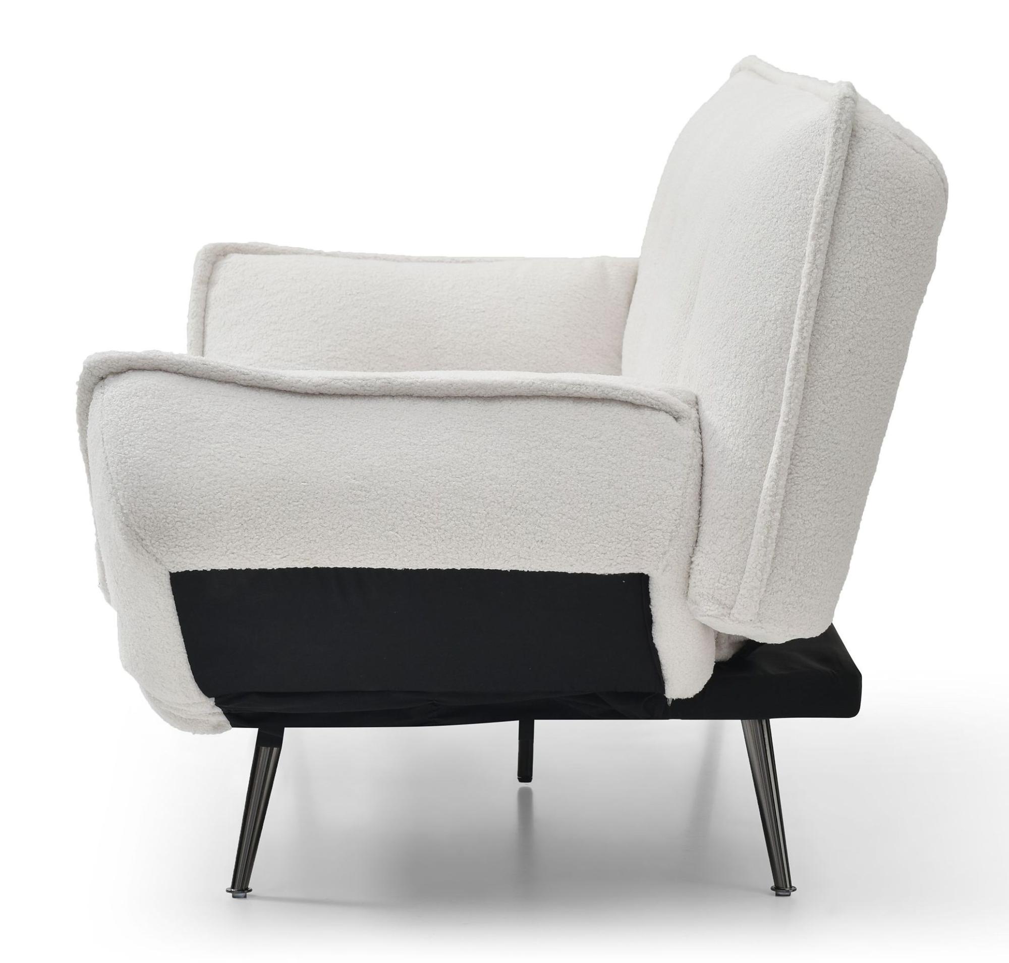 Regis Cream Fabric Click Clack Sofa Bed - 3 Seater