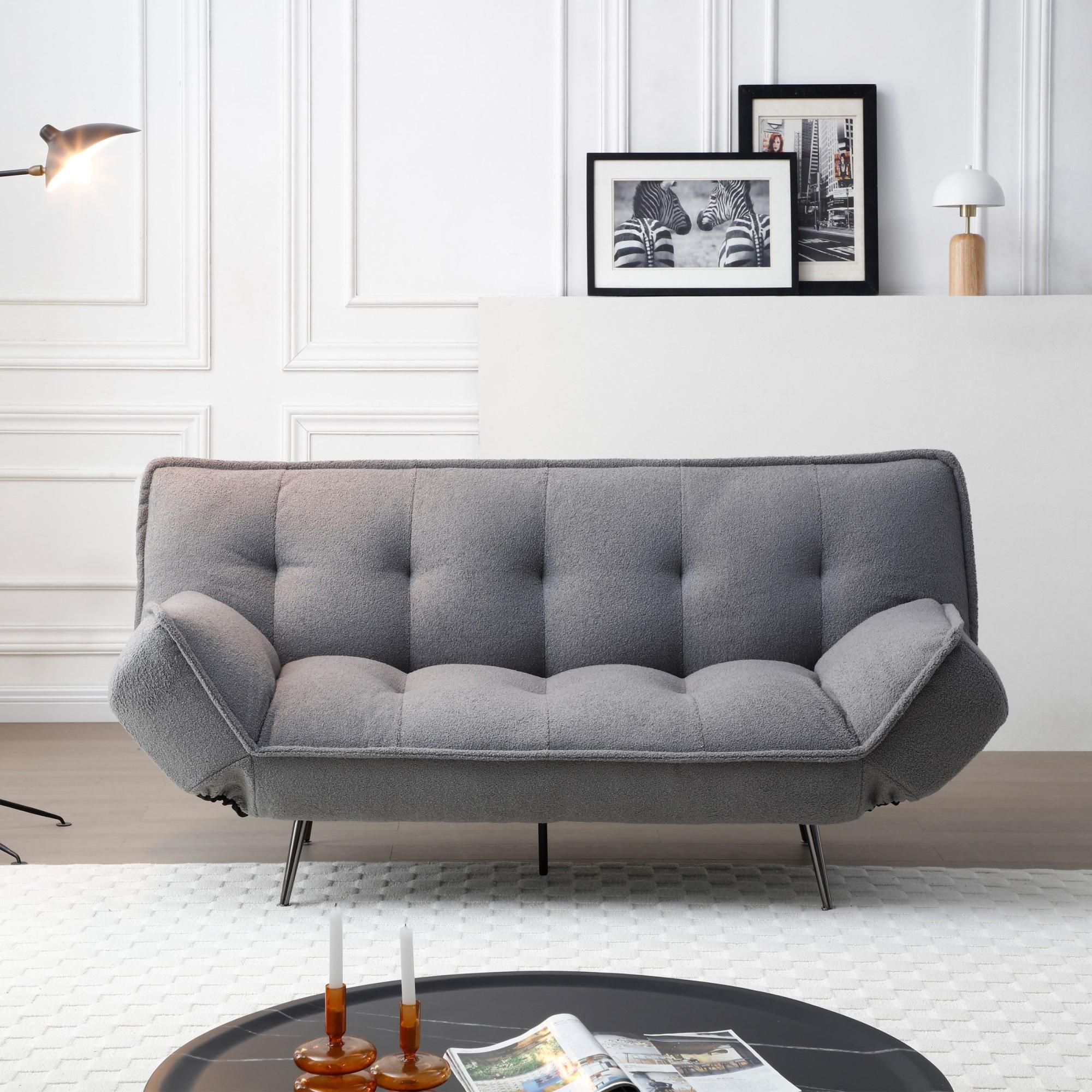 Regis Grey Fabric Click Clack Sofa Bed - 3 Seater