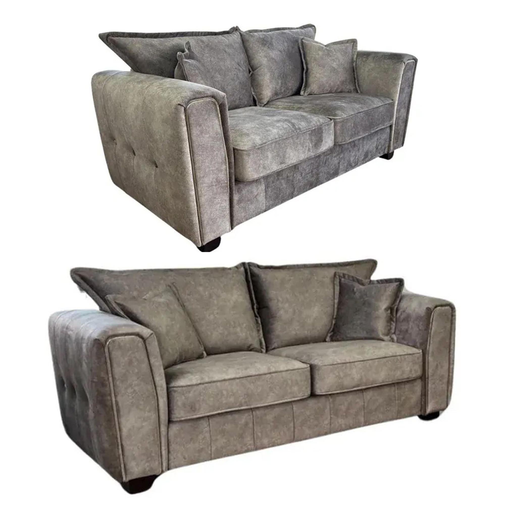 Serena Sofa Set - Mocha Brown Fabric - 3+2 Seater
