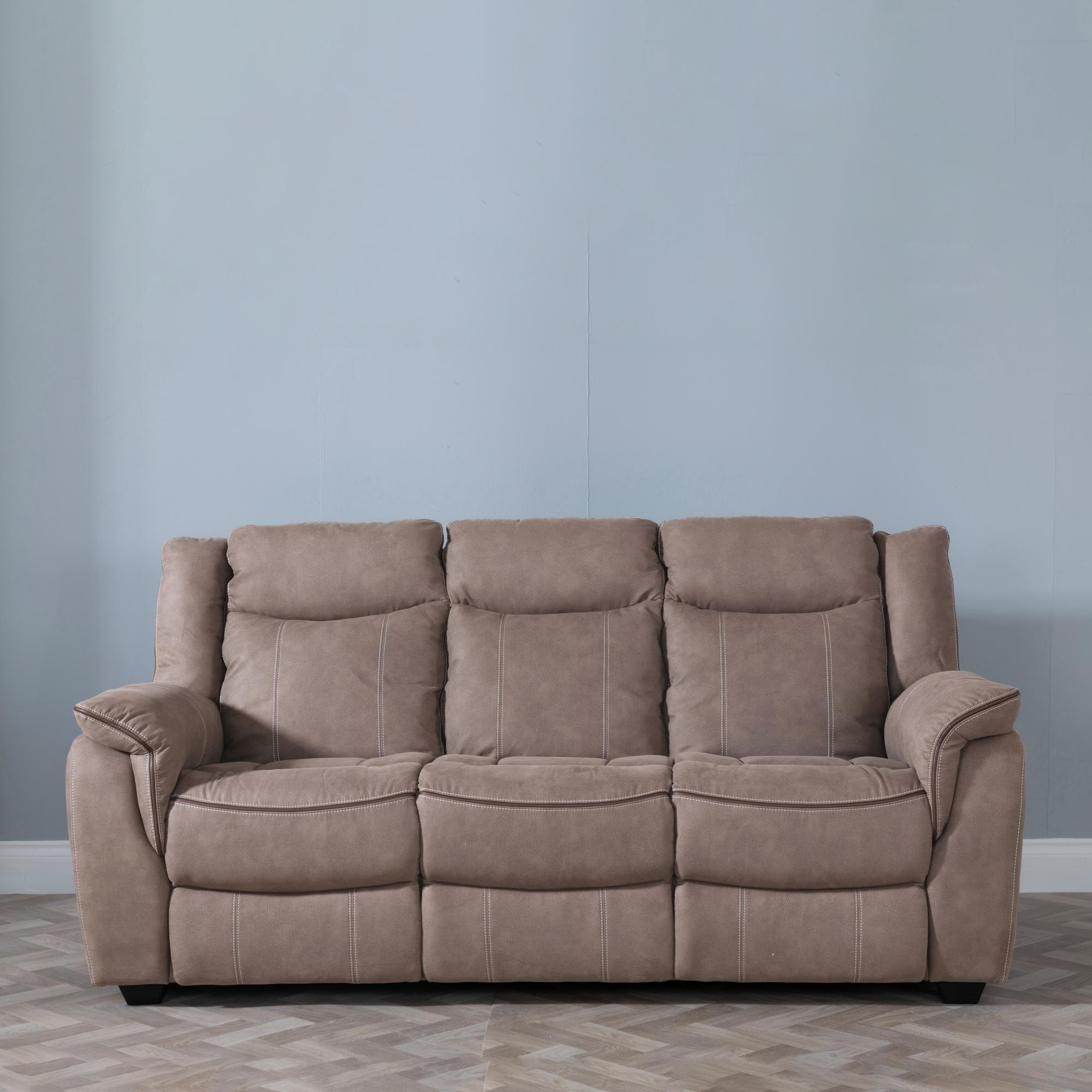 Seville Sofa - 3 Seater - Brown Fabric