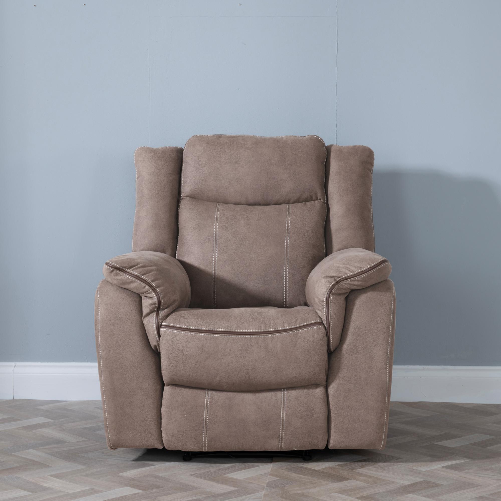 Seville Recliner Armchair - Brown Fabric