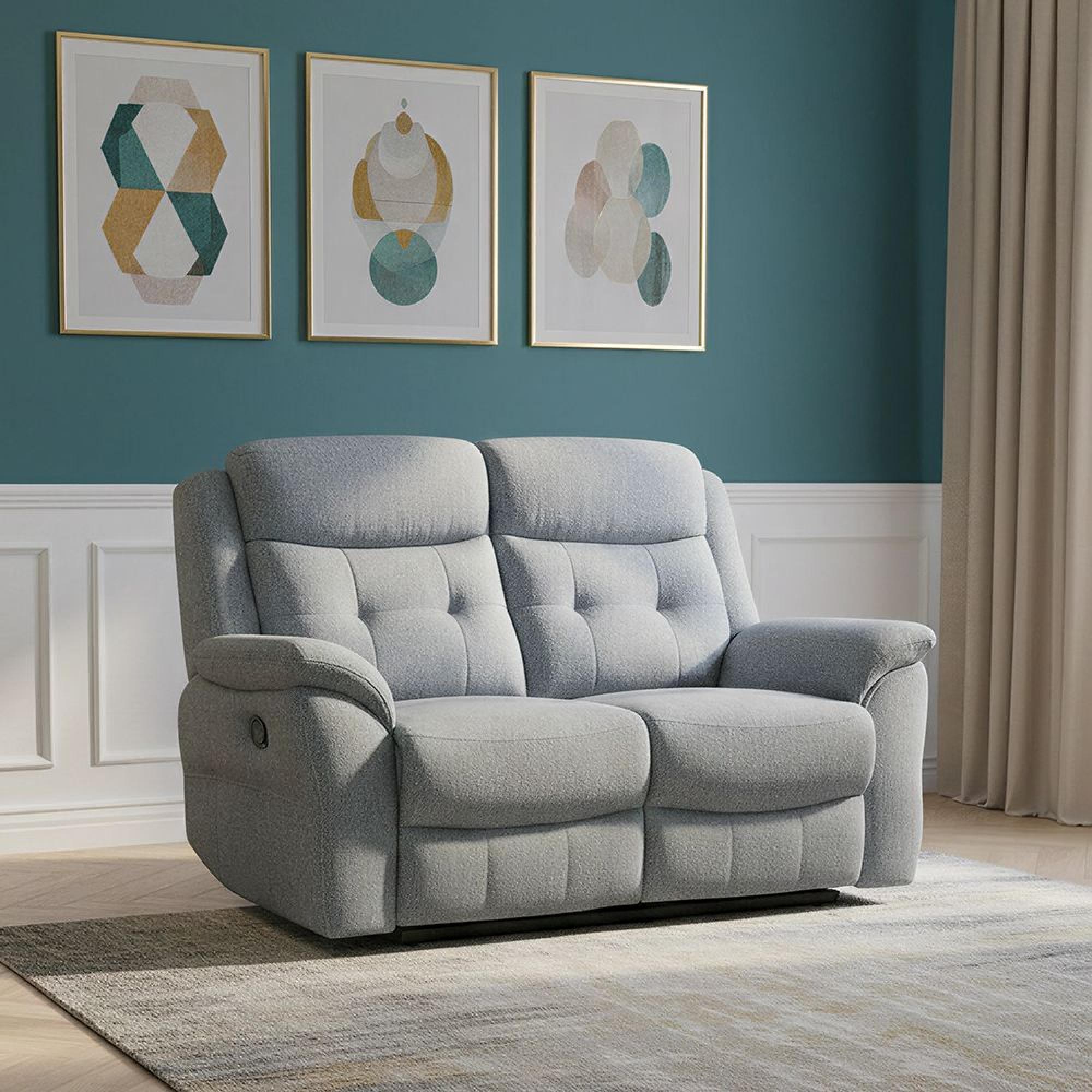 Shelby Recliner Sofa - 2 Seater - Grey Fabric