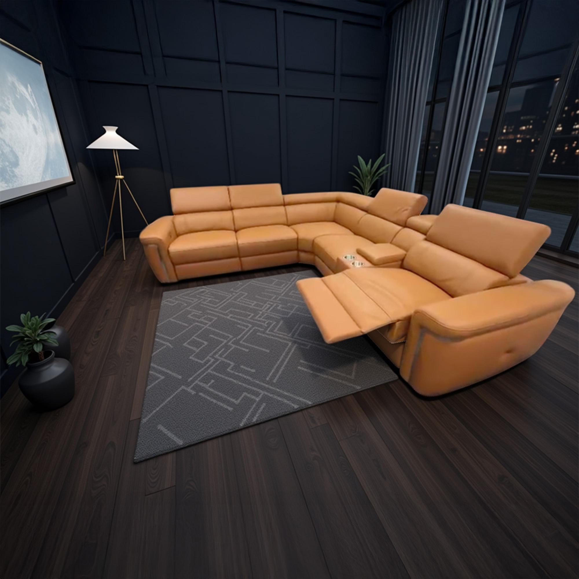 Somerville Electric Recliner Corner Sofa - Tan Leather