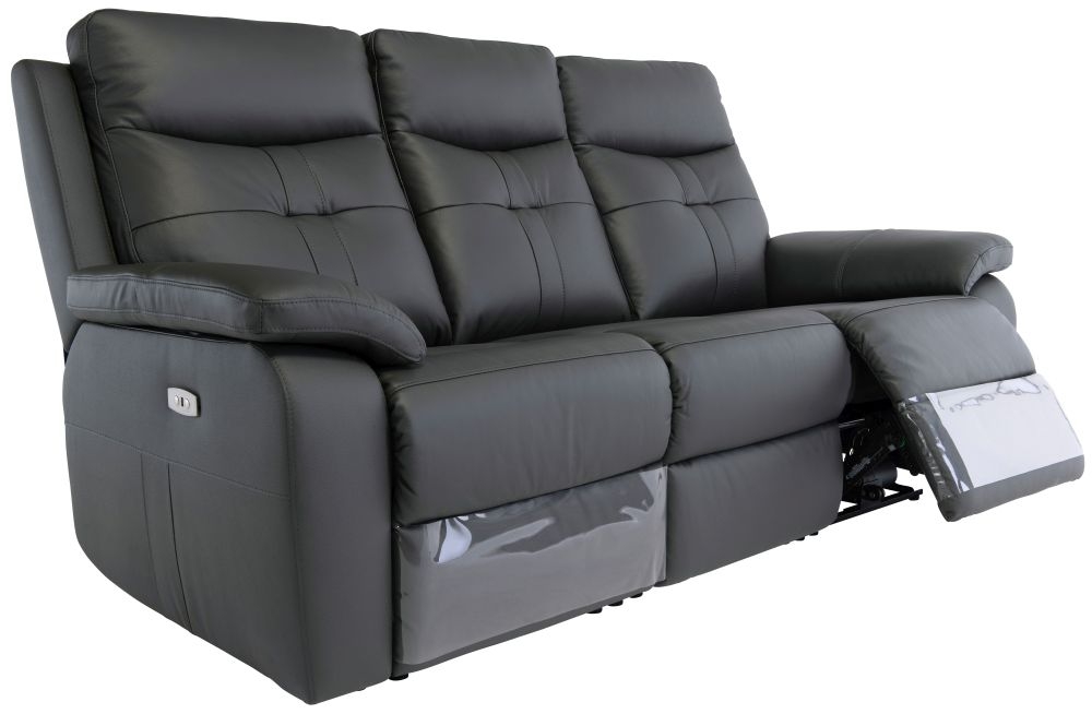 Sophia Sofa - 3 Seater - Electric Recliner - Charcoal Leather