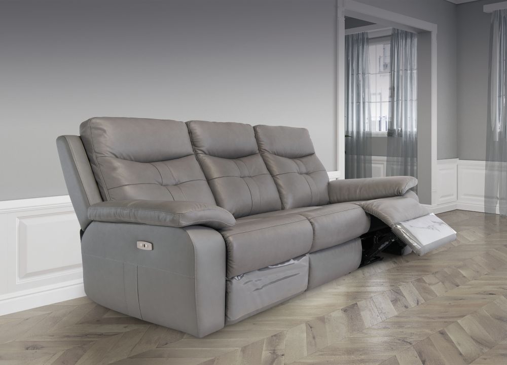Sophia Sofa - 3 Seater - Electric Recliner - Grey Leather