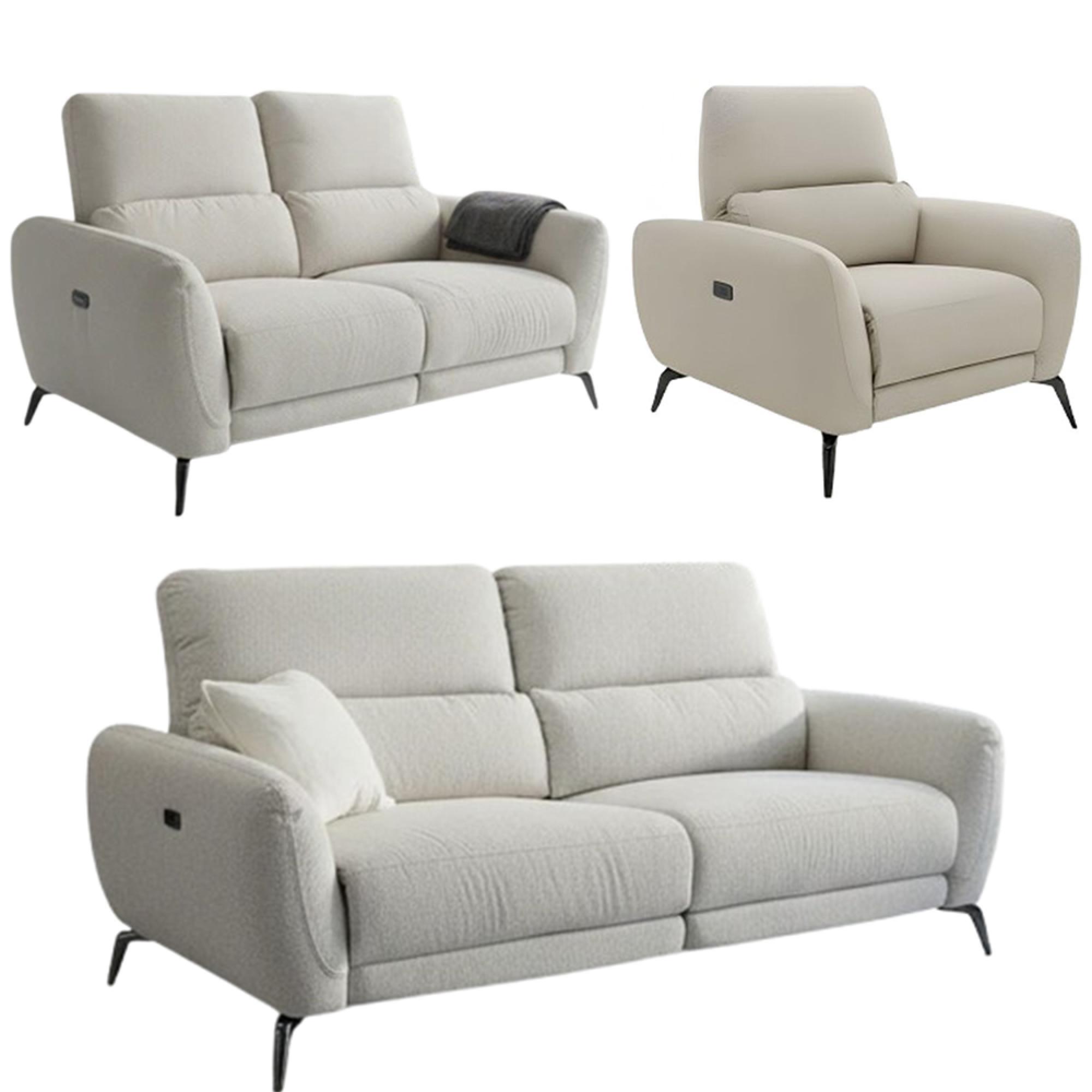 Sorrento Electric Recliner Sofa Set - Beige Fabric - 3+2+1 Seater
