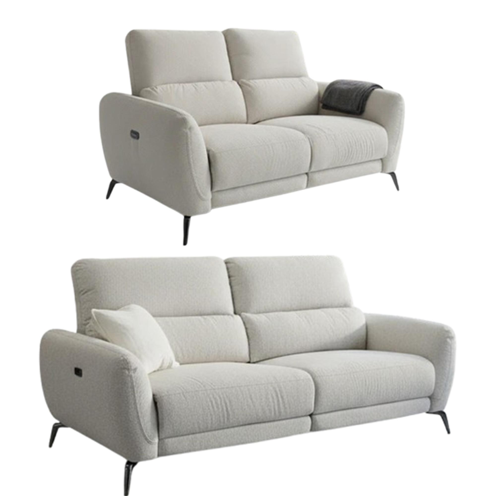 Sorrento Electric Recliner Sofa Set - Beige Fabric - 3+2 Seater