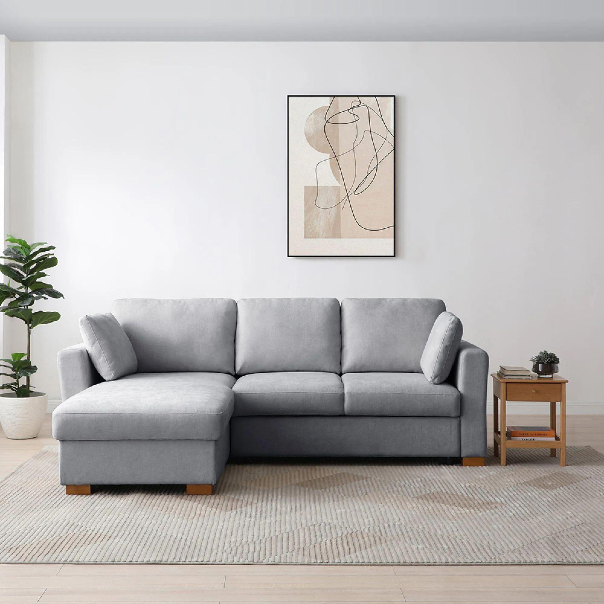 Sorrento Sofa Bed - Grey Fabric - Corner - Pull Out with Storage