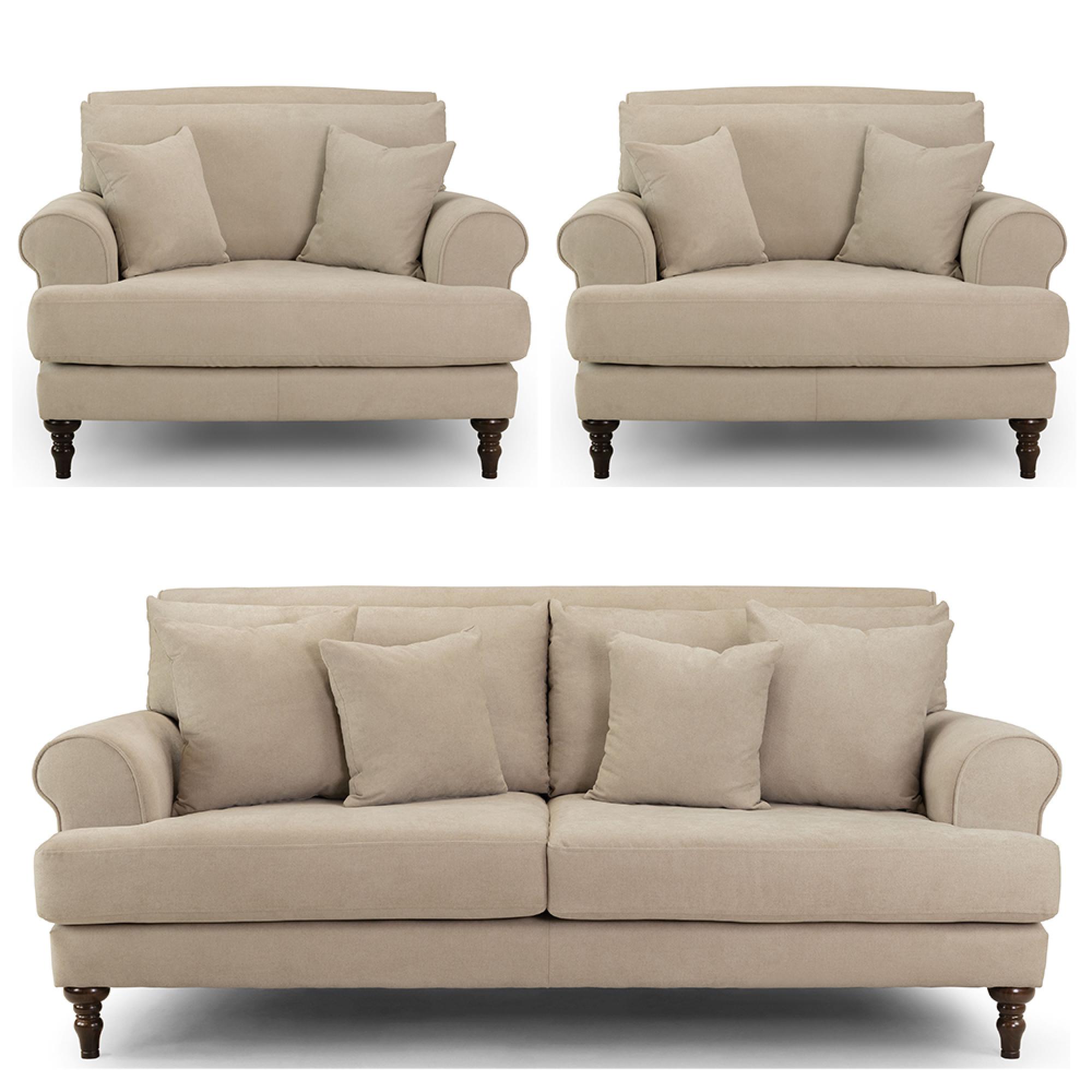 Summer Sofa Set - Beige Fabric - 3+1+1 Seater