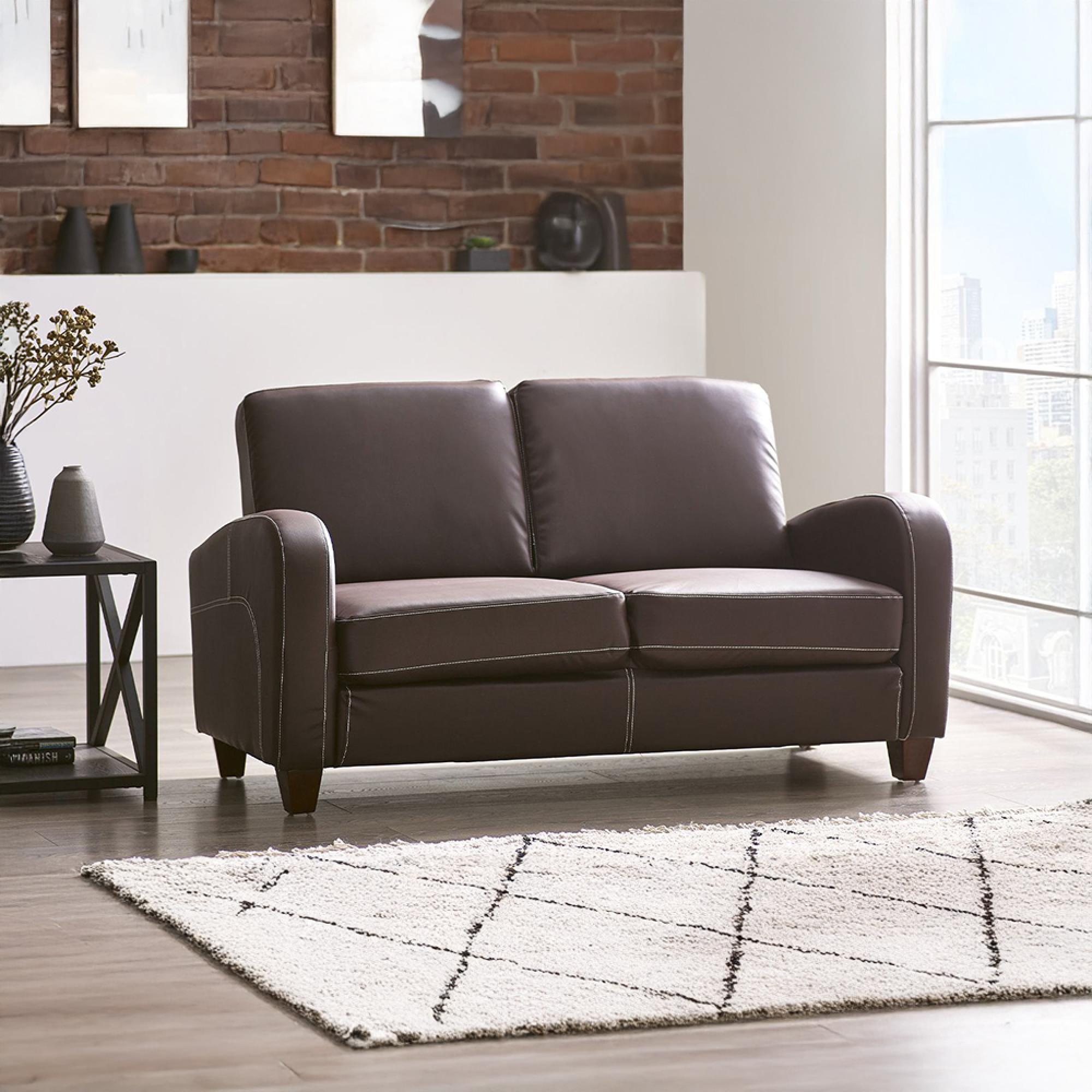 Vivo Brown Faux Leather Sofa - 2 Seater