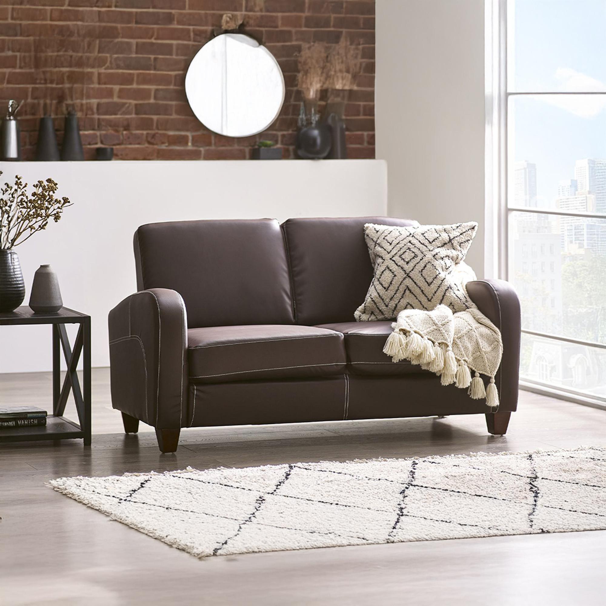 Vivo Brown Faux Leather Sofa - 2 Seater