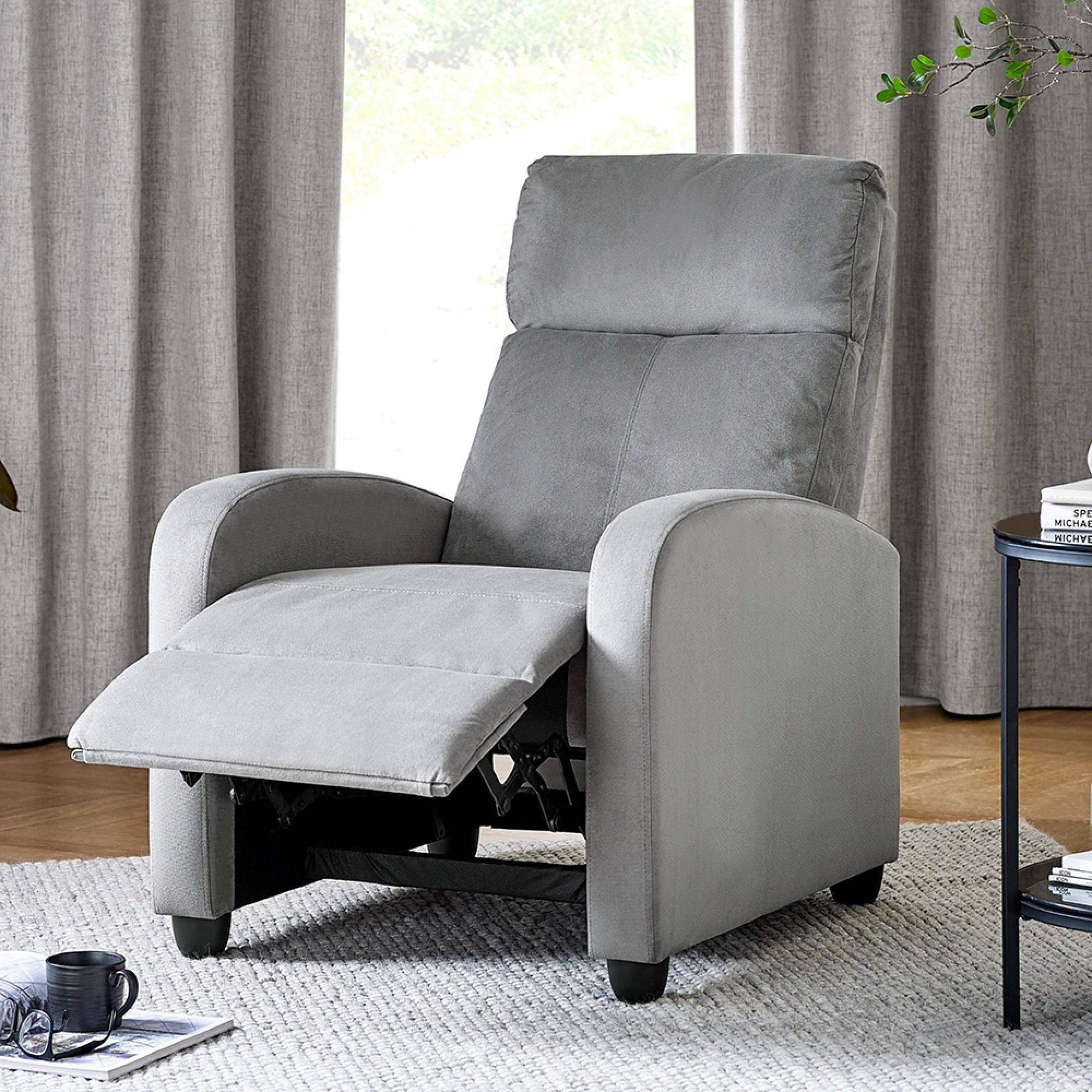 Vivo Recliner Armchair - Grey Chenille Fabric