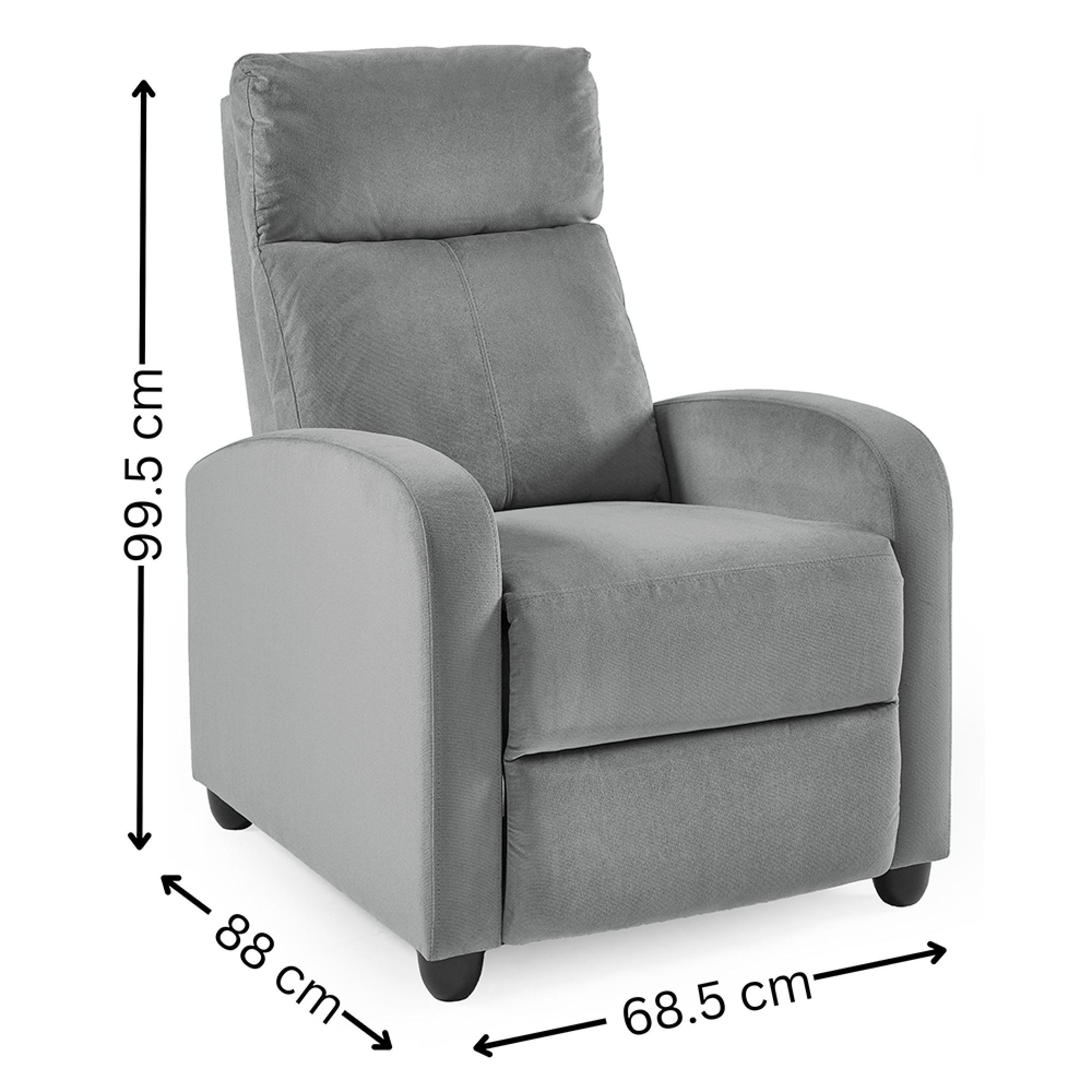 Vivo Recliner Armchair - Grey Chenille Fabric
