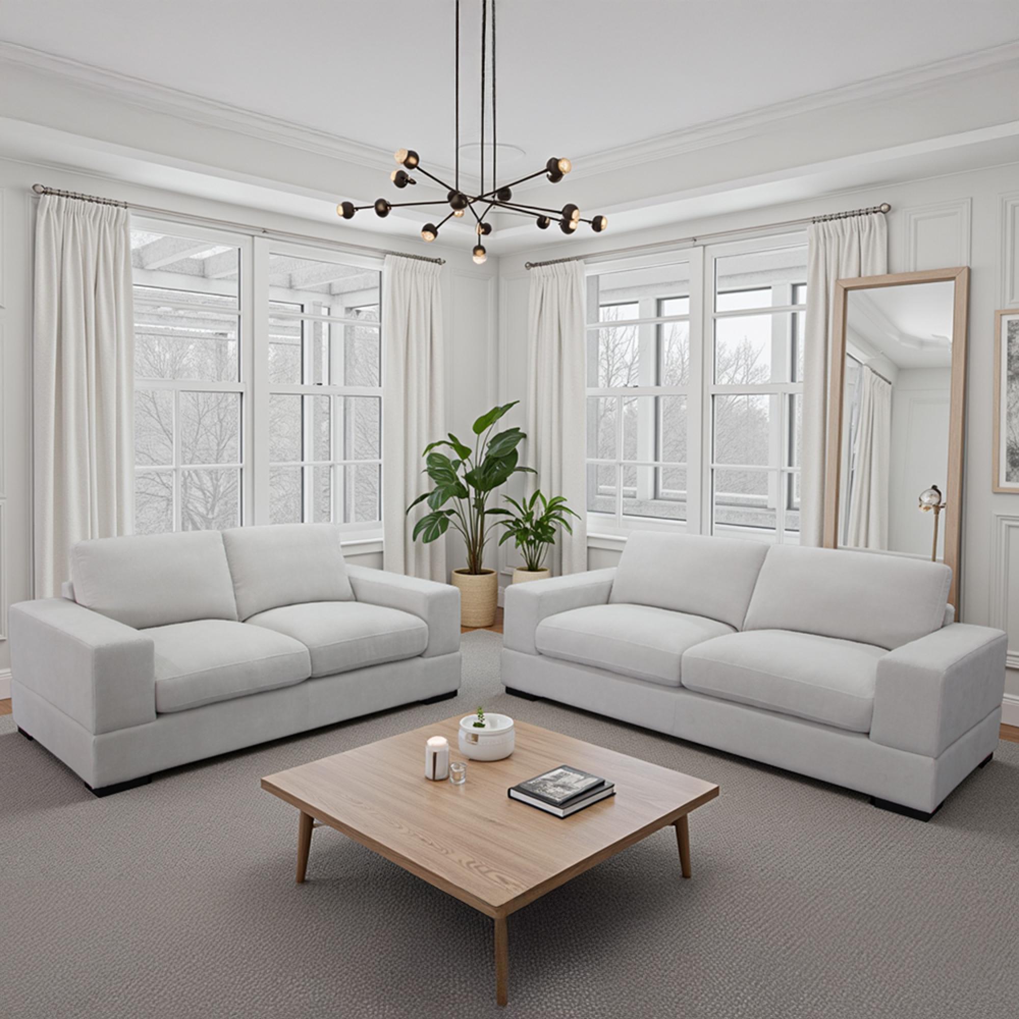 Westminster Sofa Set - Ivory Fabric - 3+2 Seater