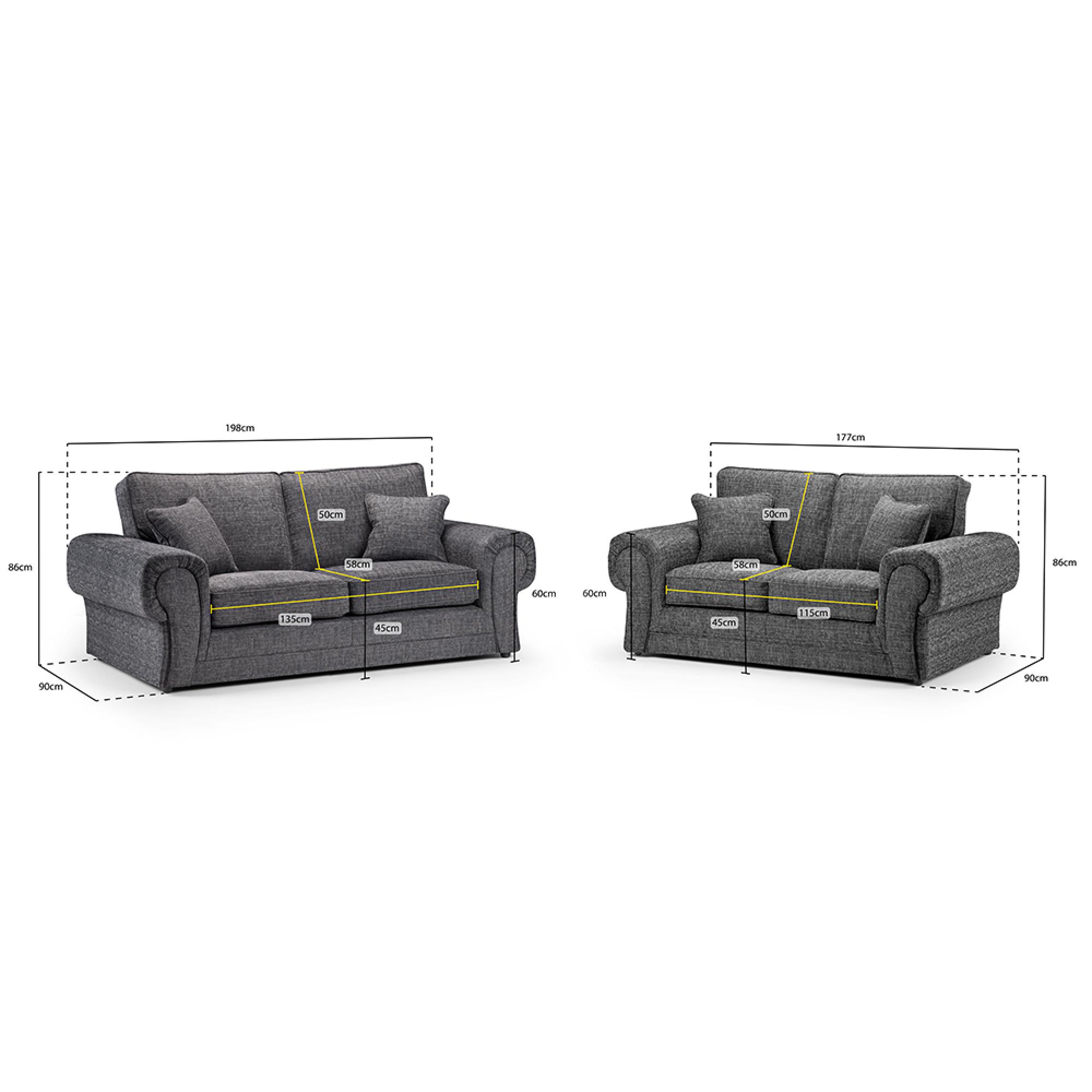 Wilcot Sofa Set - Grey Fabric - 3+2 Seater