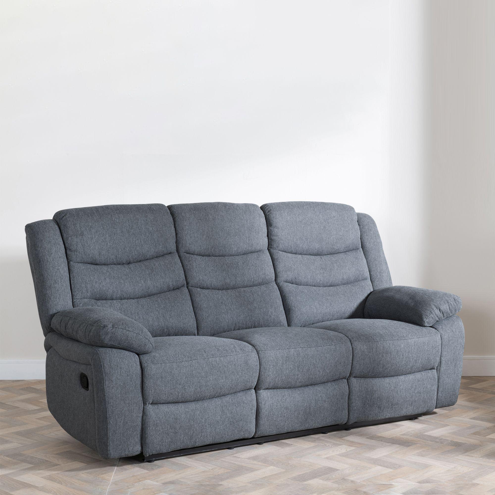 Windsor Recliner Sofa Set - Dark Grey Fabric