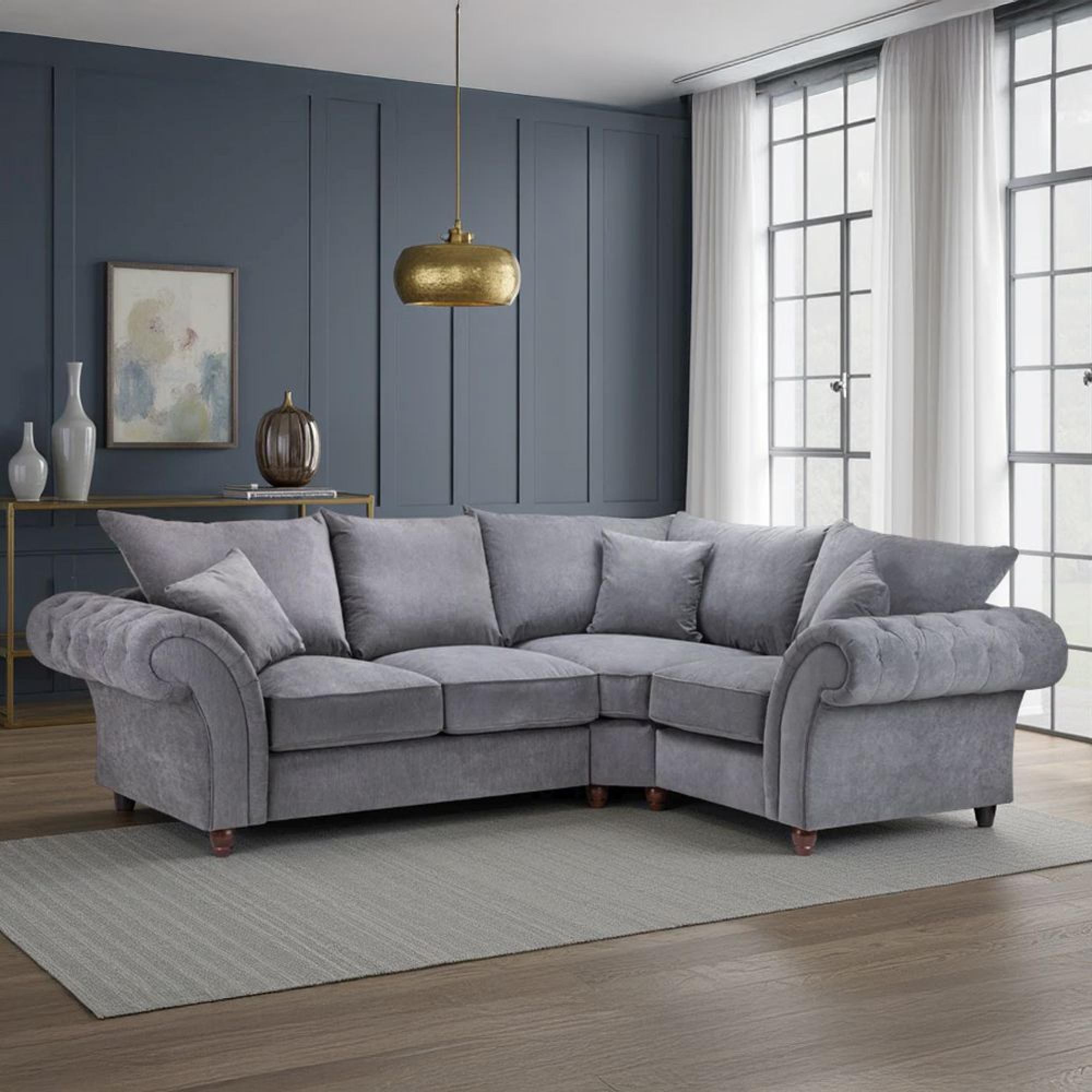 Windsor Corner Sofa - Grey Fabric - Fullback - RHF