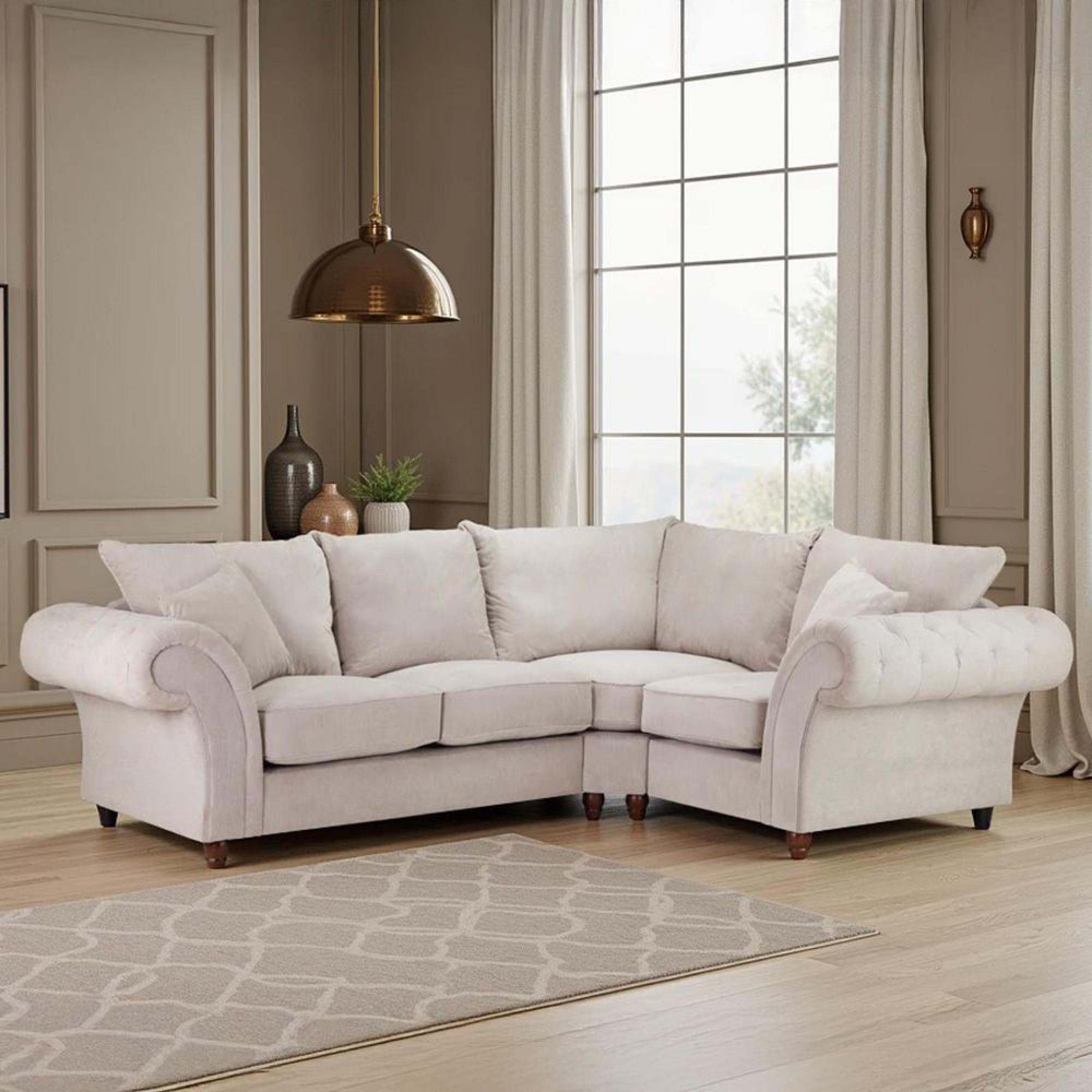 Windsor Corner Sofa - Stone Fabric - Fullback - RHF