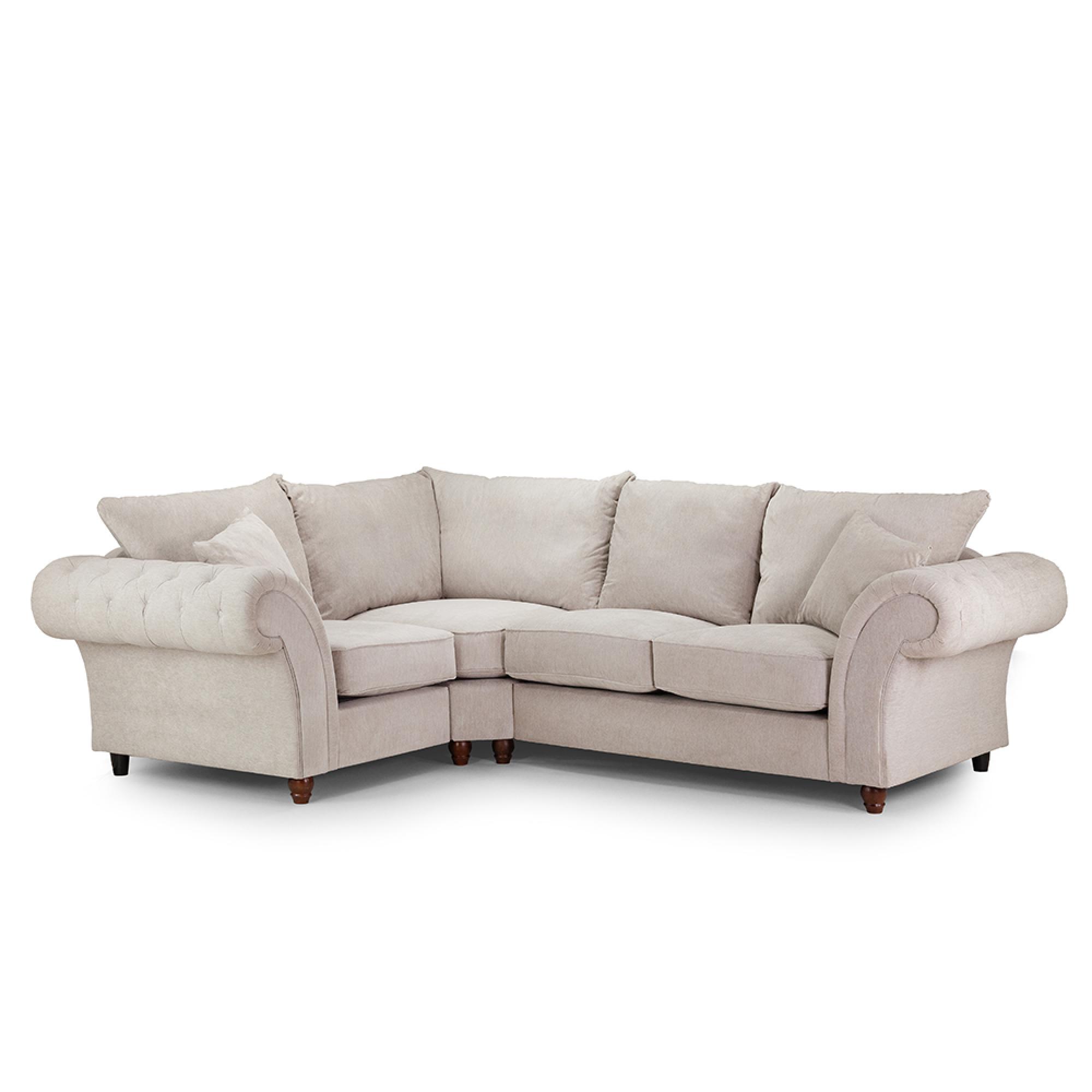 Windsor Corner Sofa - Stone Fabric - Fullback - LHF