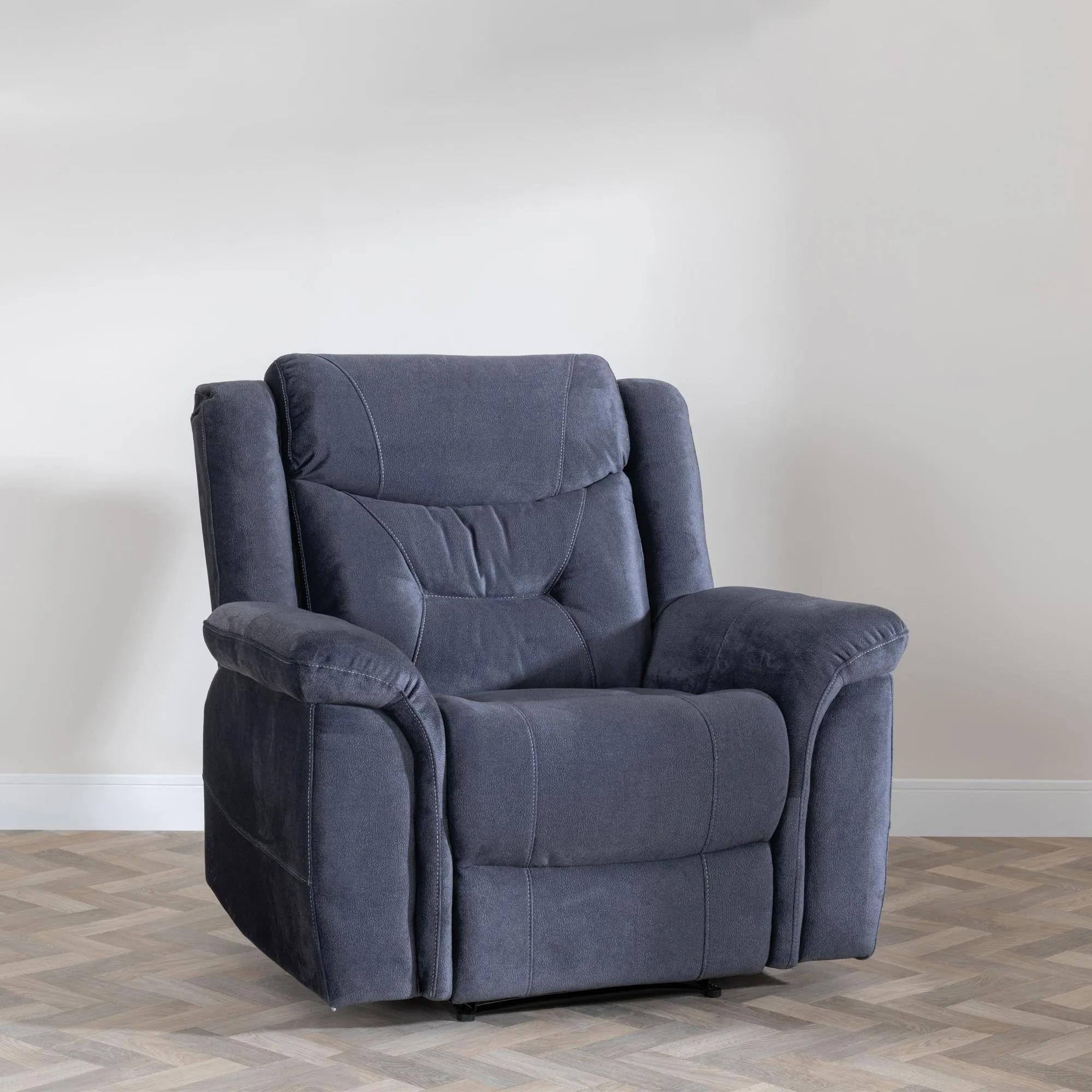 Dudley Silvano Recliner Sofa Set - 3+1+1 Seater - Blue Fabric