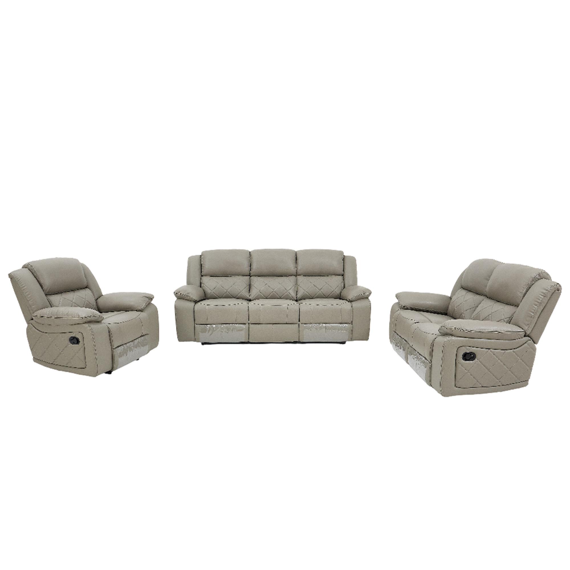 Bentley Recliner Sofa Set - Grey Leather