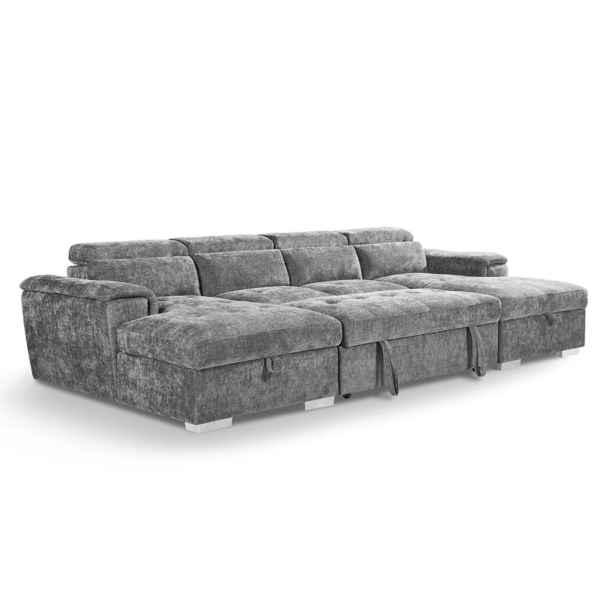 Alaya U Shape Corner Sofa Bed - Grey Fabric - Pull Out