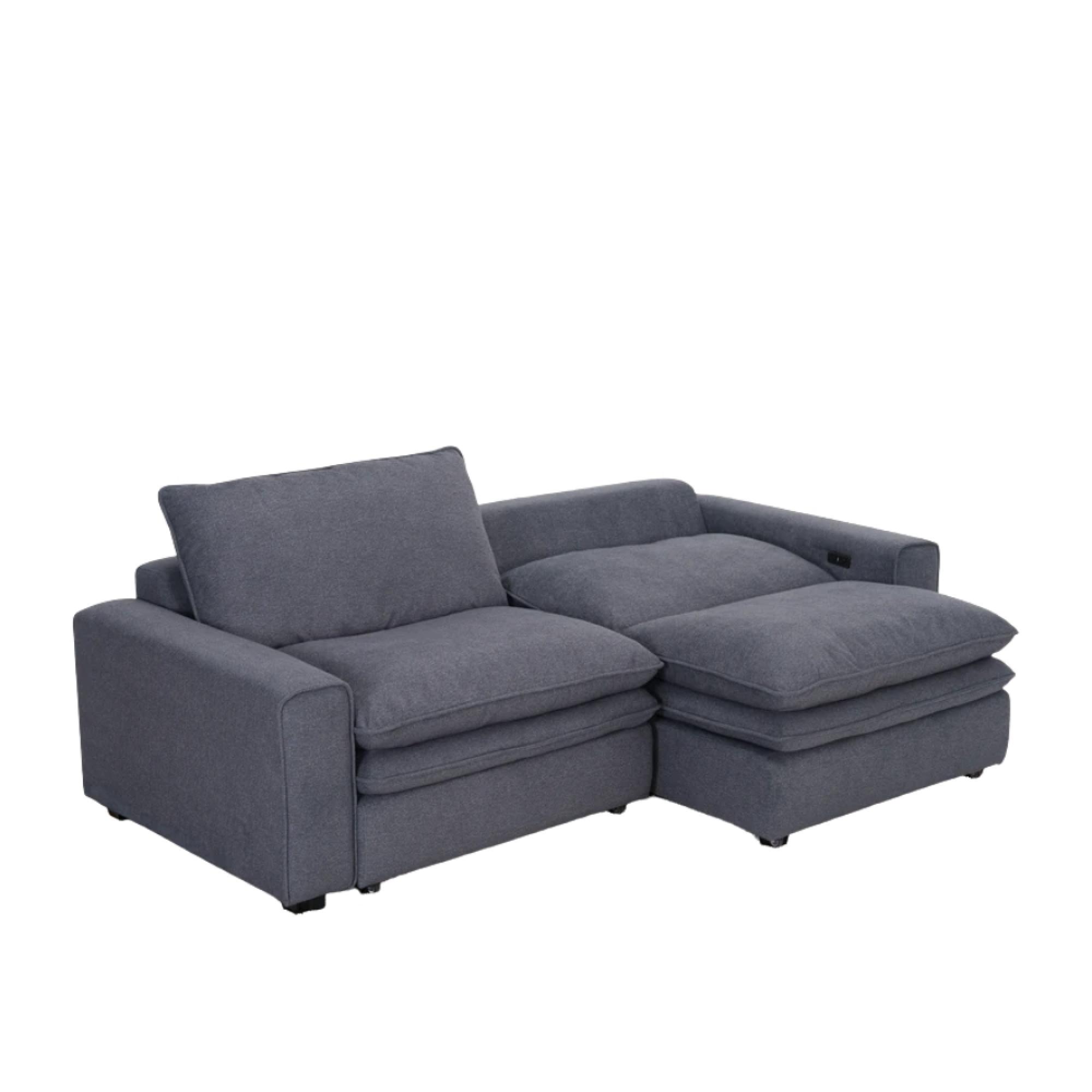 Florence Cloud Electric Recliner Sofa Bed - Grey Fabric - 2 Seater - Pull Out